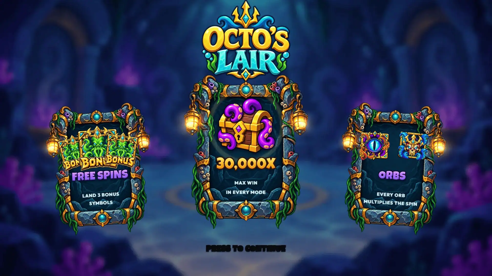 Octo's Lair slot intro screen