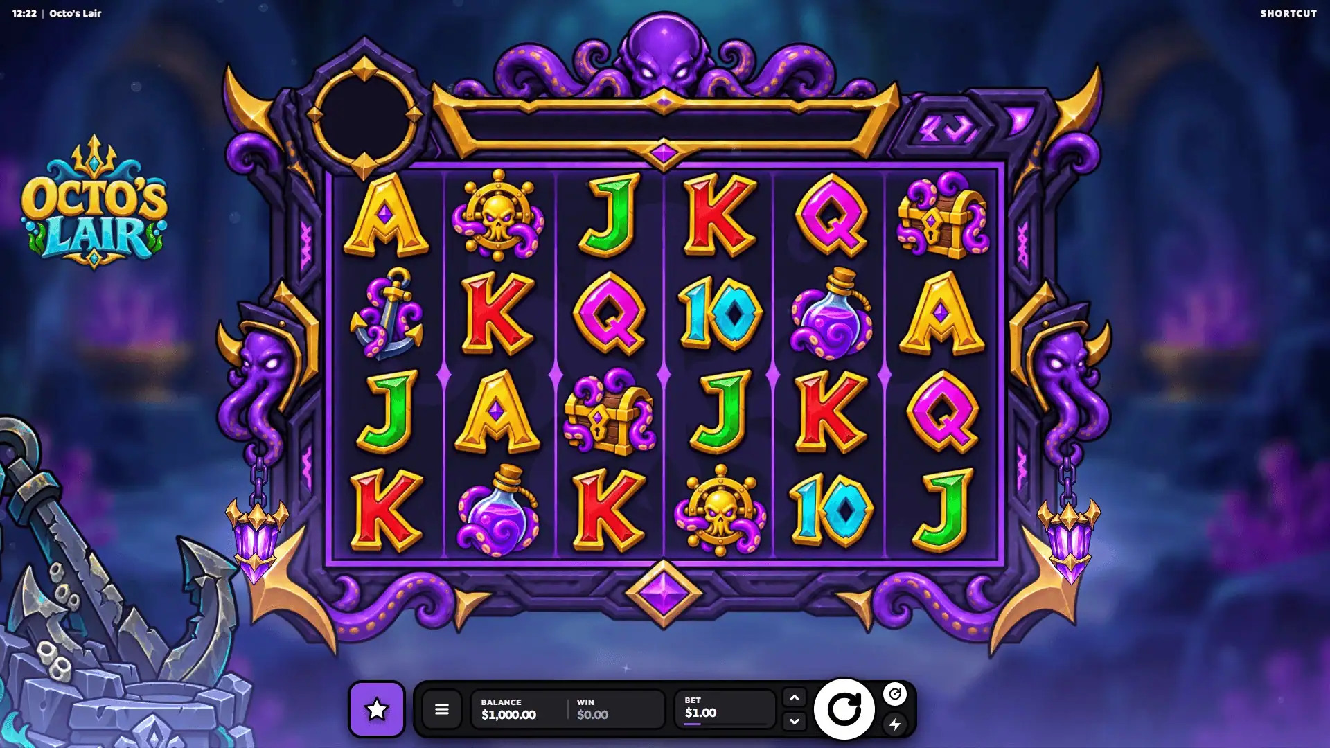 Octo's Lair slot gameplay reels
