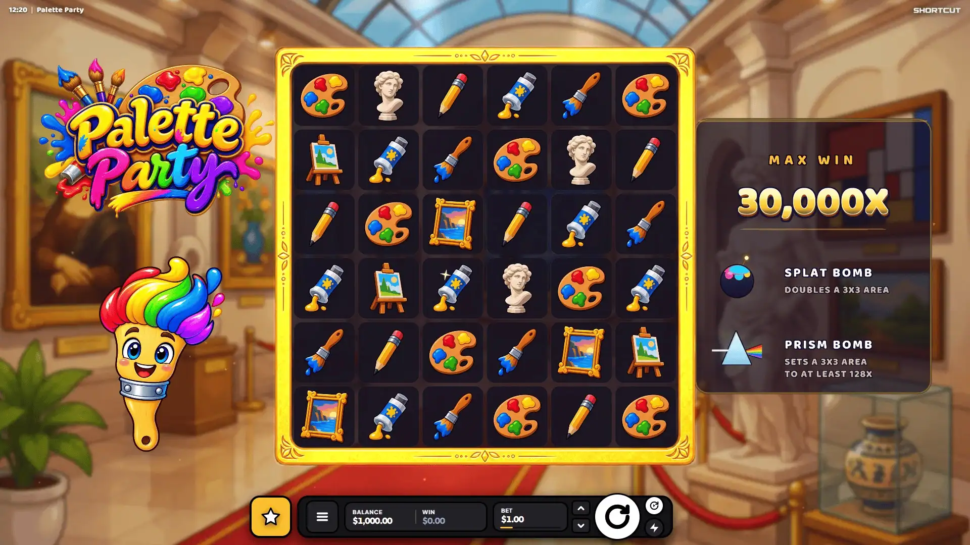 Palette Party slot gameplay reels