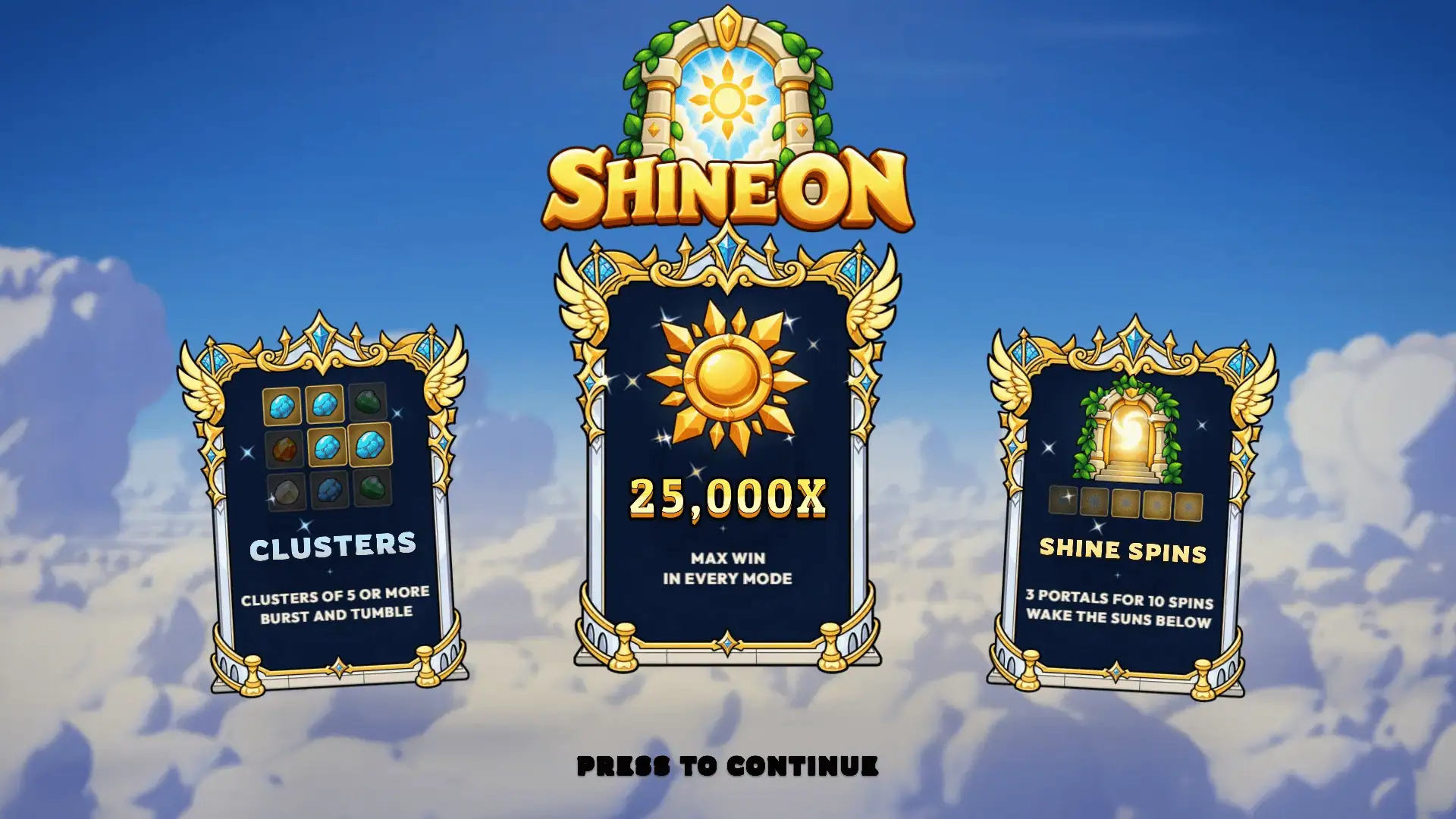 Shine On slot intro screen