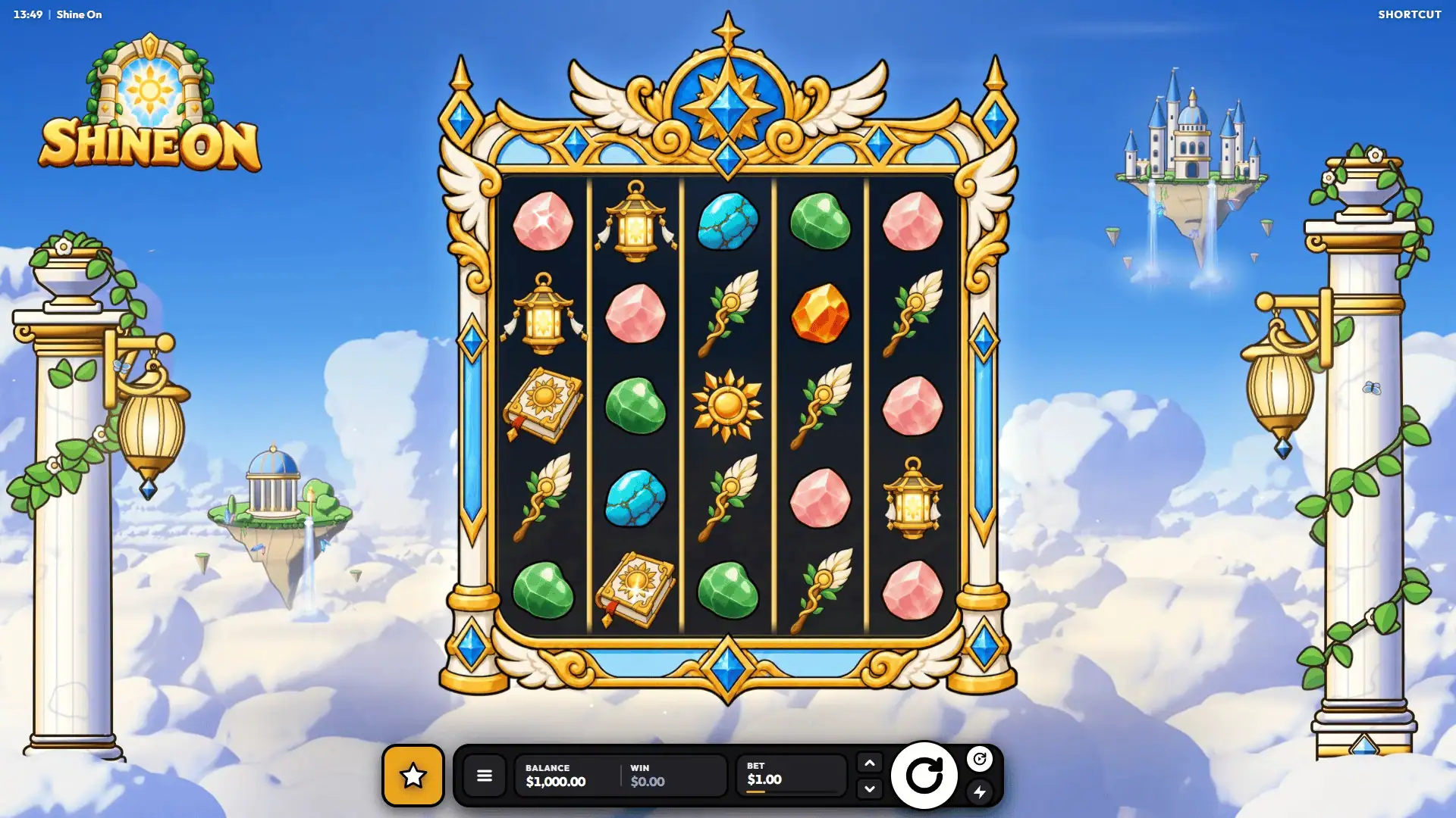 Shine On slot gameplay reels