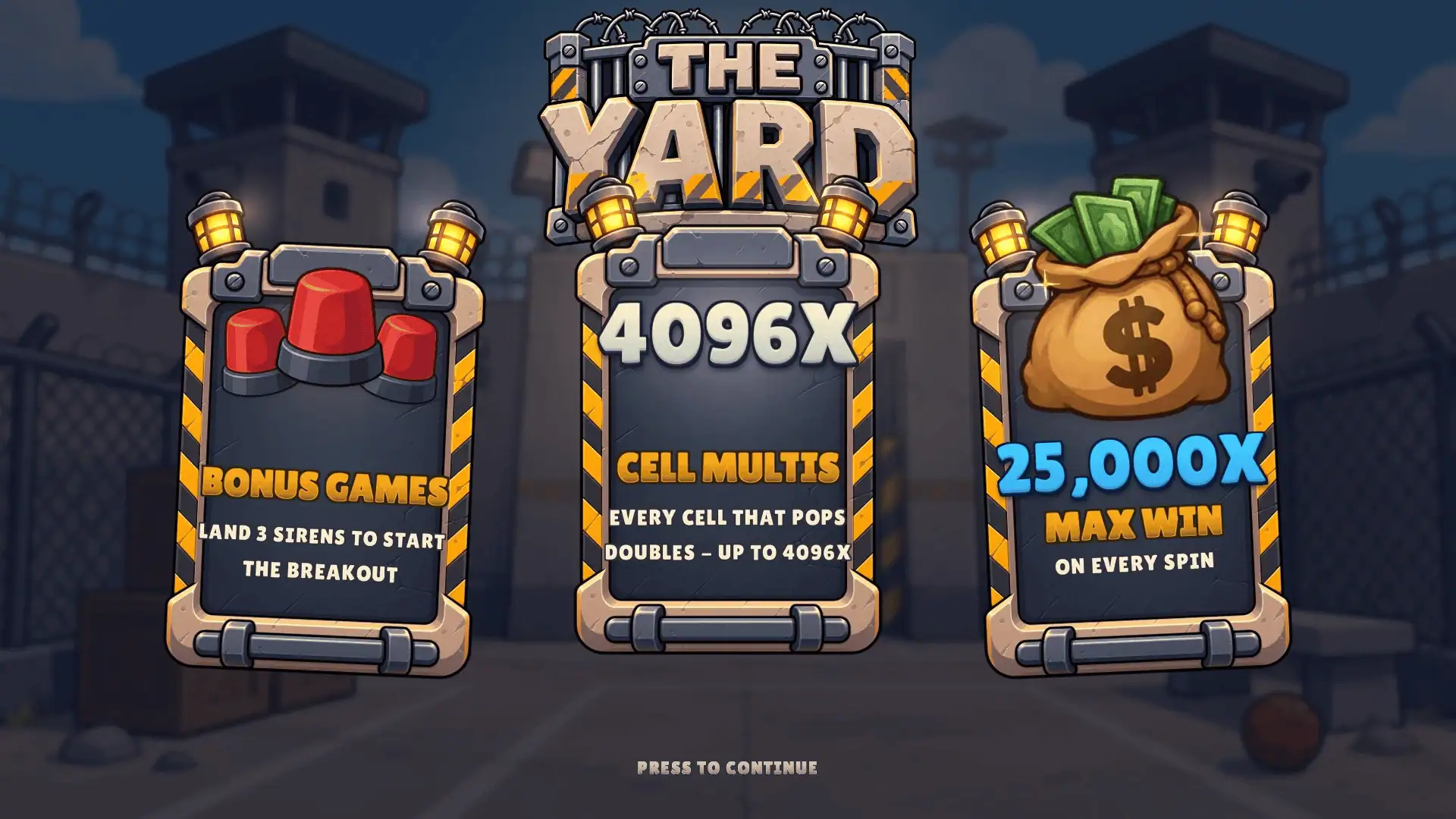 The Yard slot intro screen