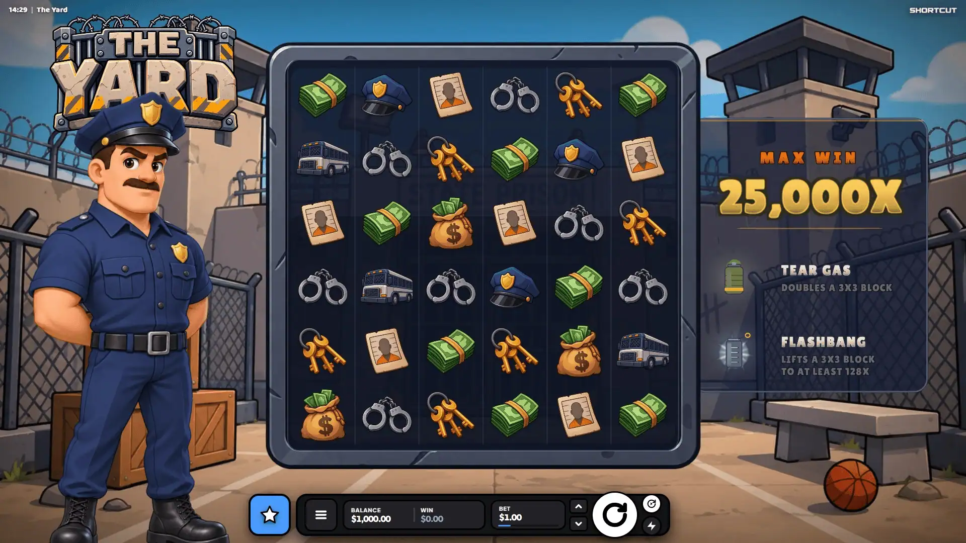 The Yard slot gameplay reels
