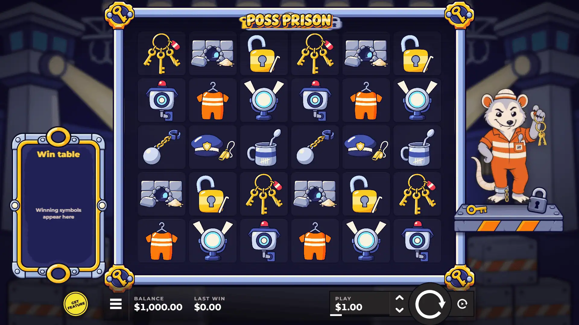 Poss Prison slot gameplay reels