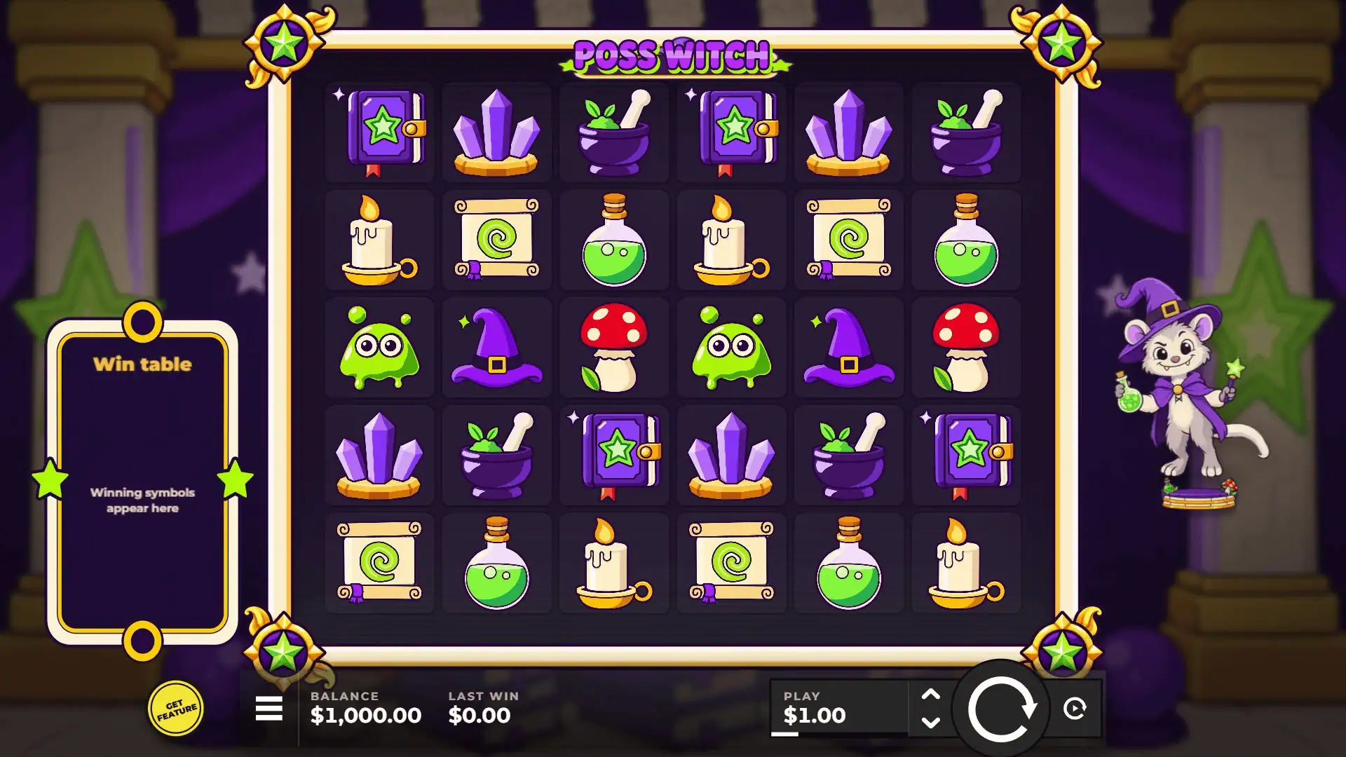 Poss Witch slot gameplay reels