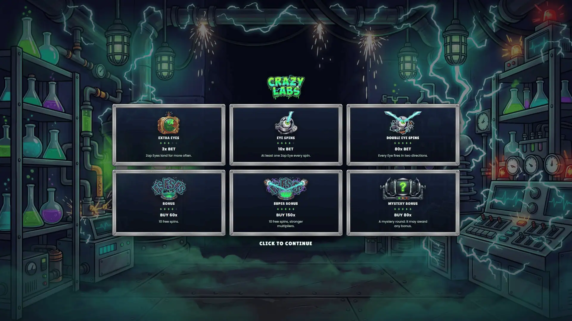 Crazy Labs slot intro screen