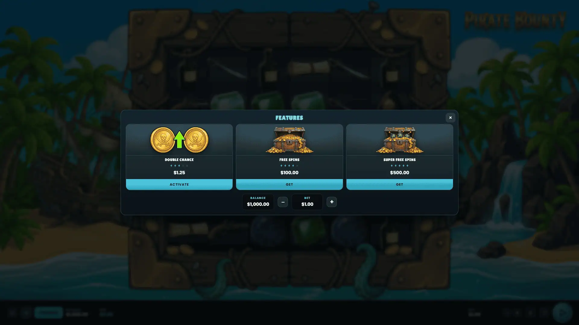 Pirate Bounty bonus buy menu