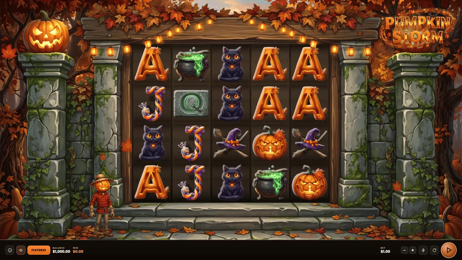 Pumpkin Storm slot gameplay reels