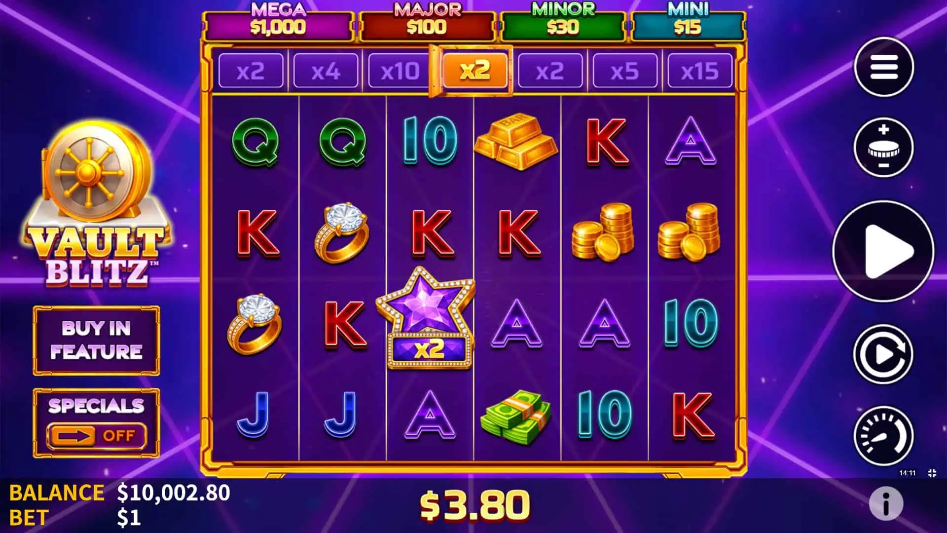 Vault Blitz slot gameplay reels