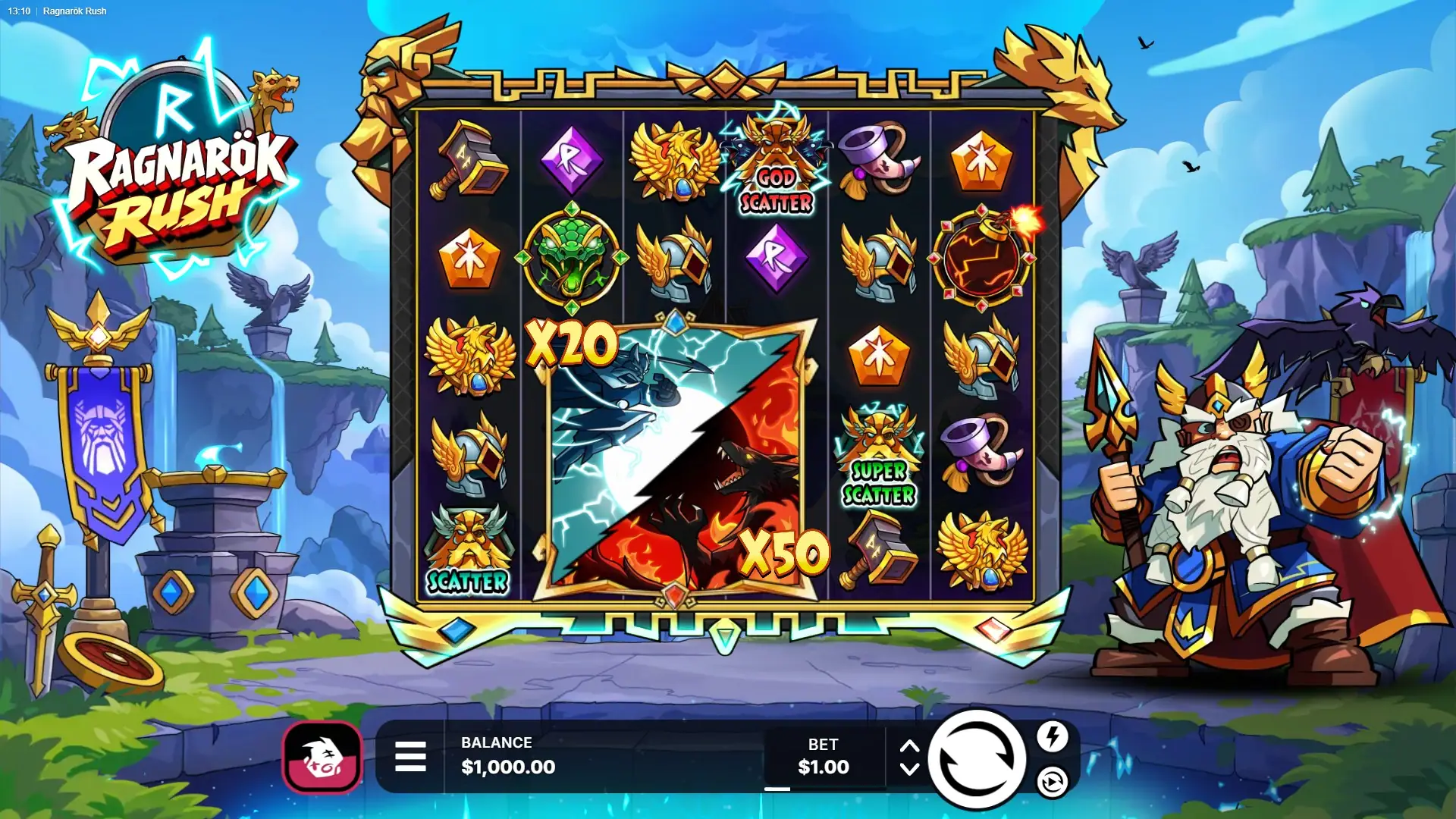 Ragnarok Rush slot gameplay reels