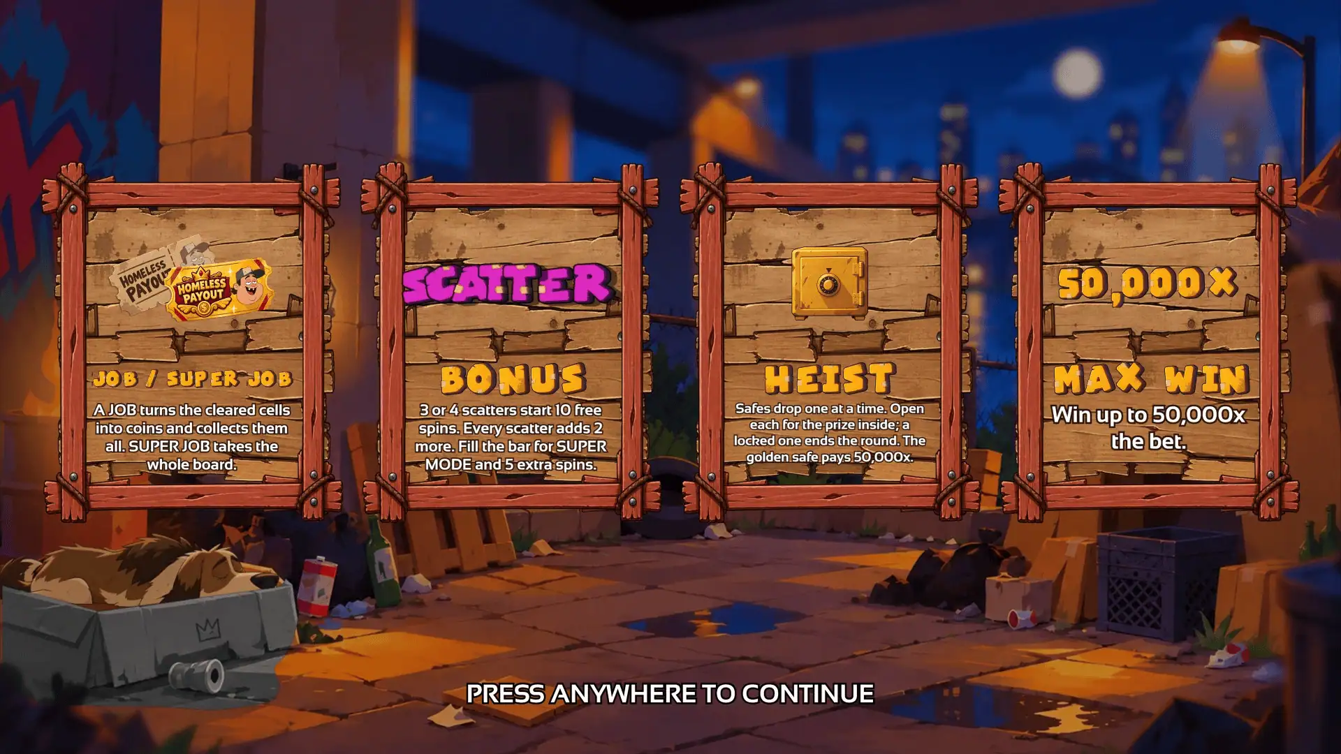 Bum Life Cluster Pays slot intro screen