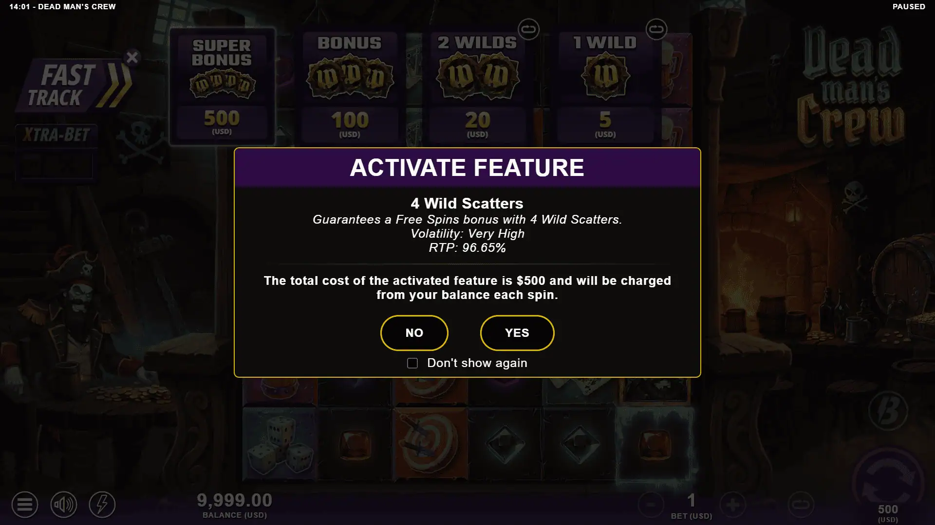 Dead Man&rsquo;s Crew bonus buy menu