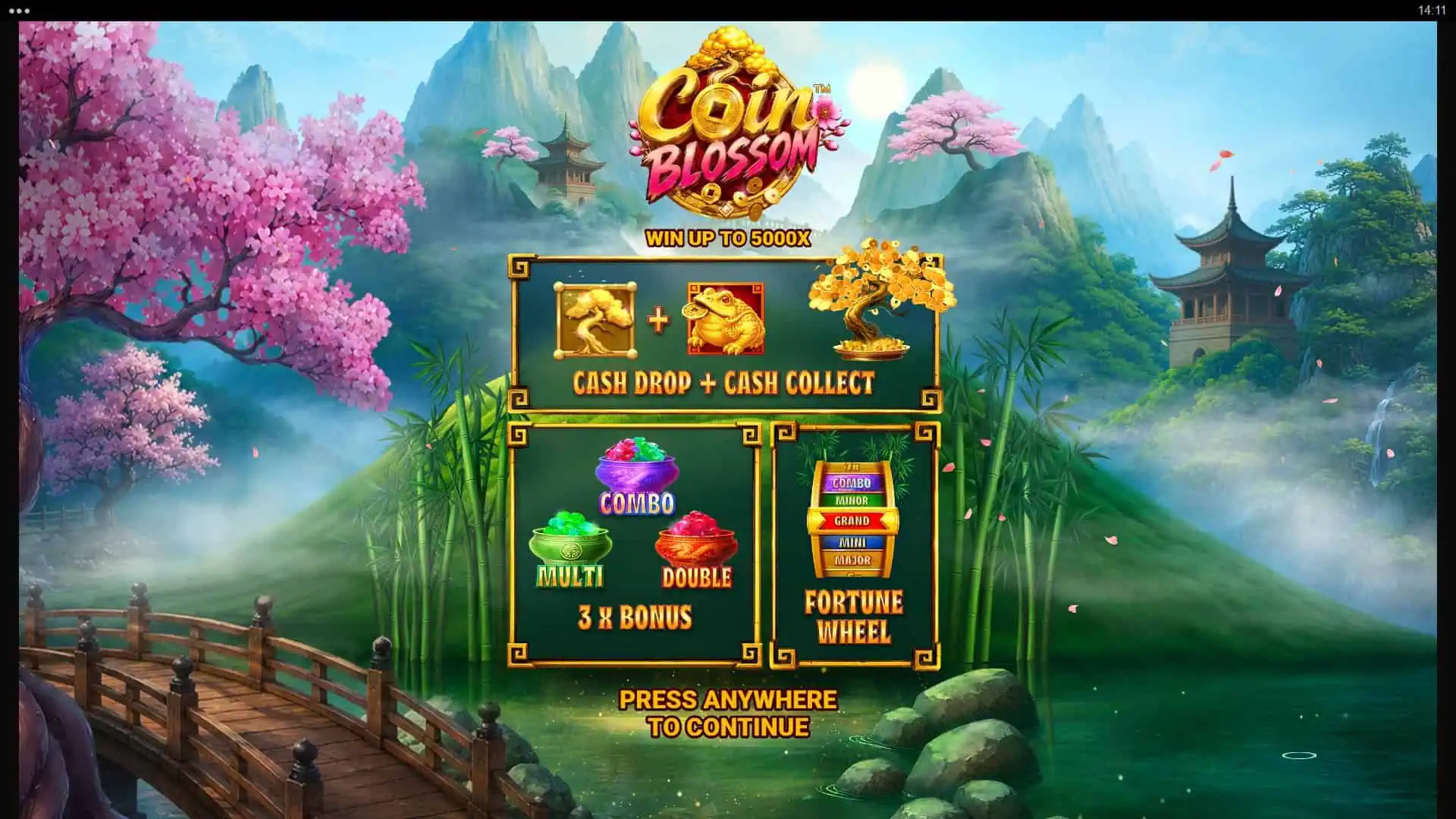 Coin Blossom slot intro screen