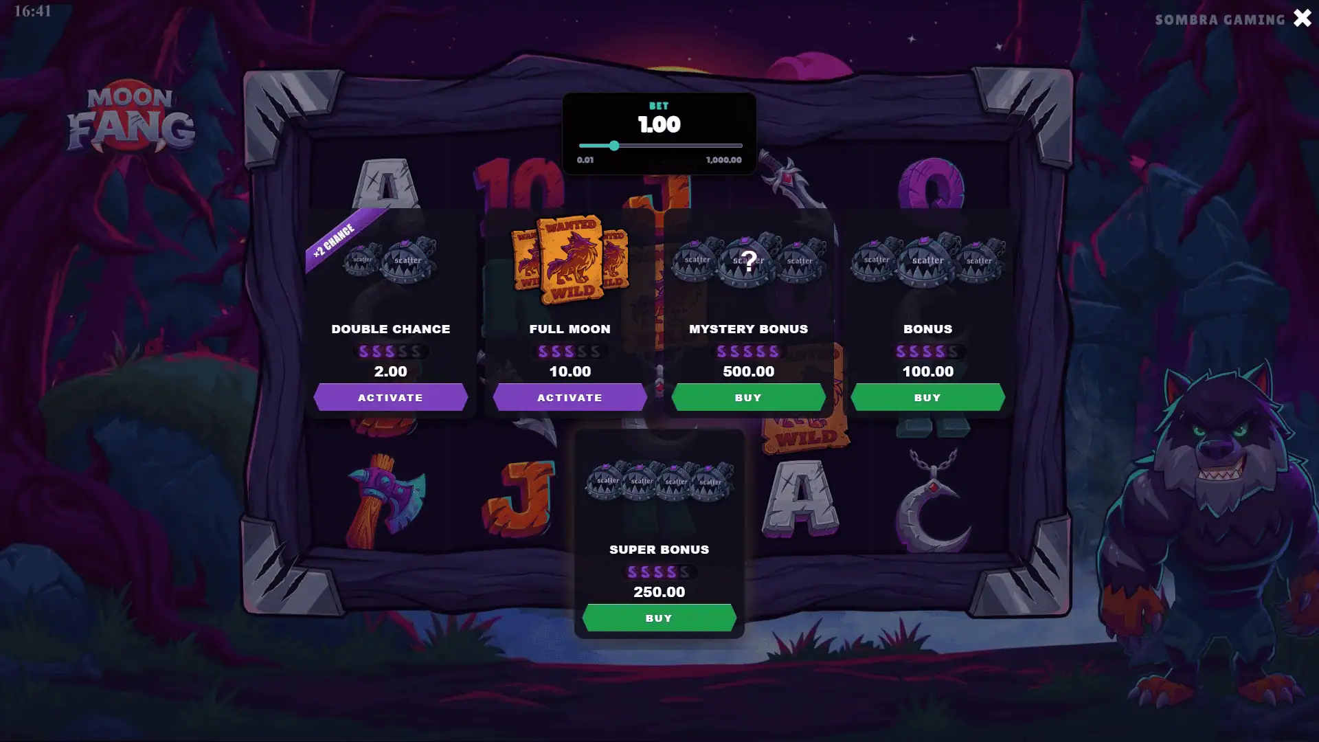 Moonfang bonus buy menu
