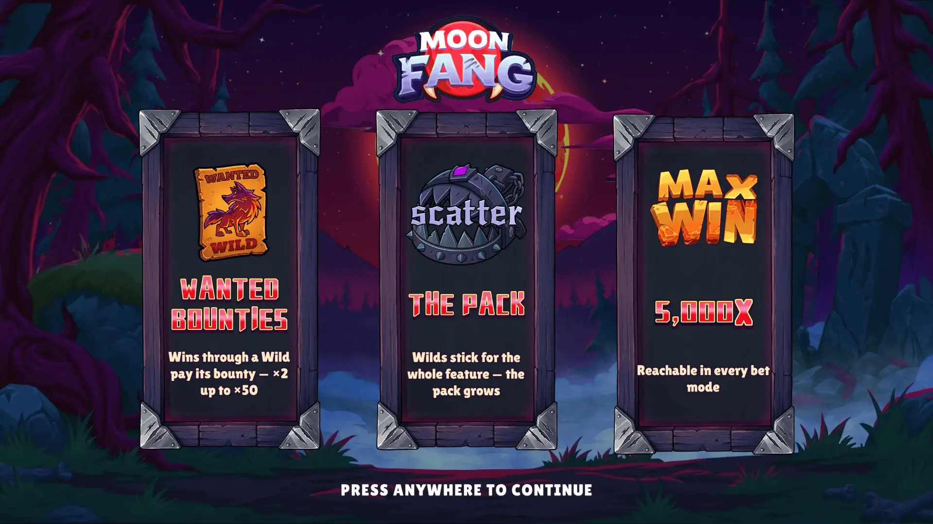 Moonfang slot intro screen
