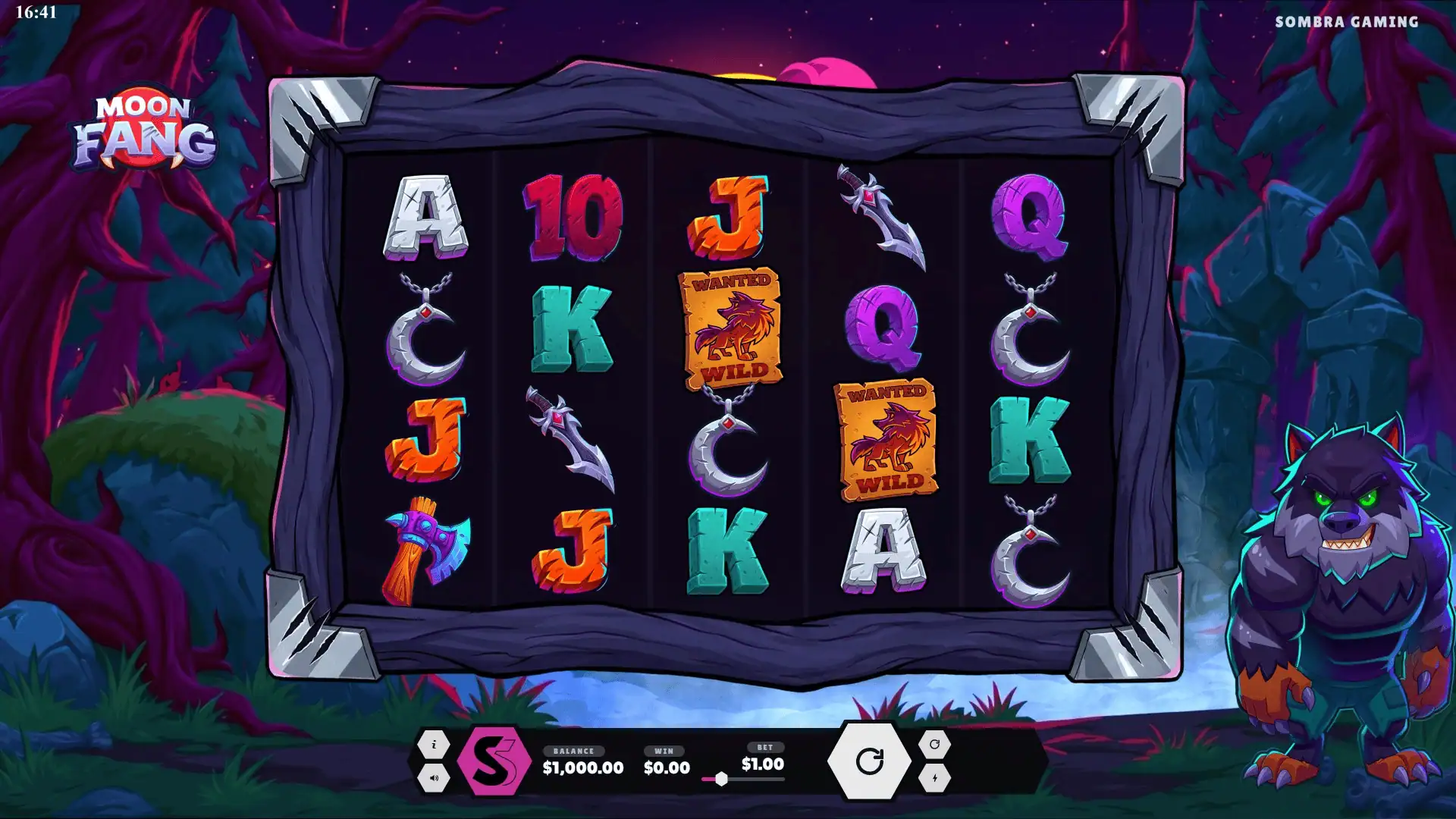 Moonfang slot gameplay reels
