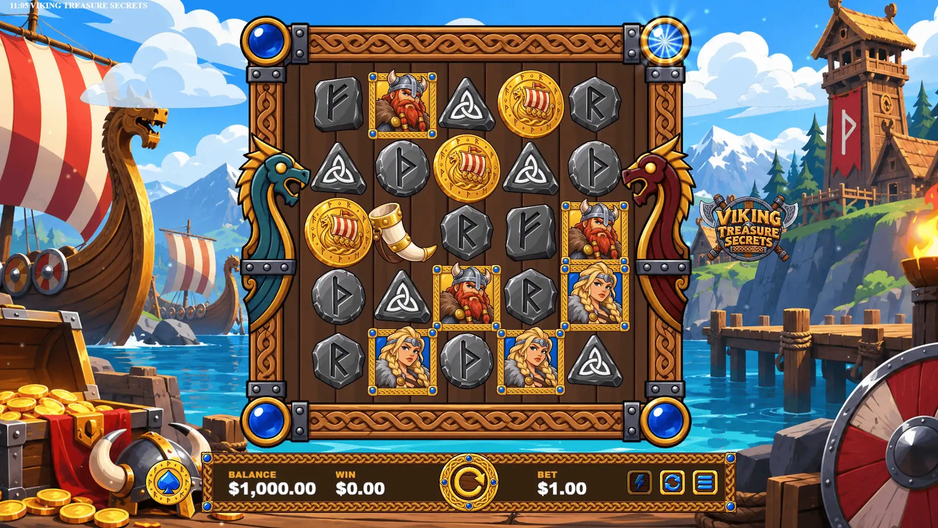 Viking Treasure Secrets slot gameplay reels