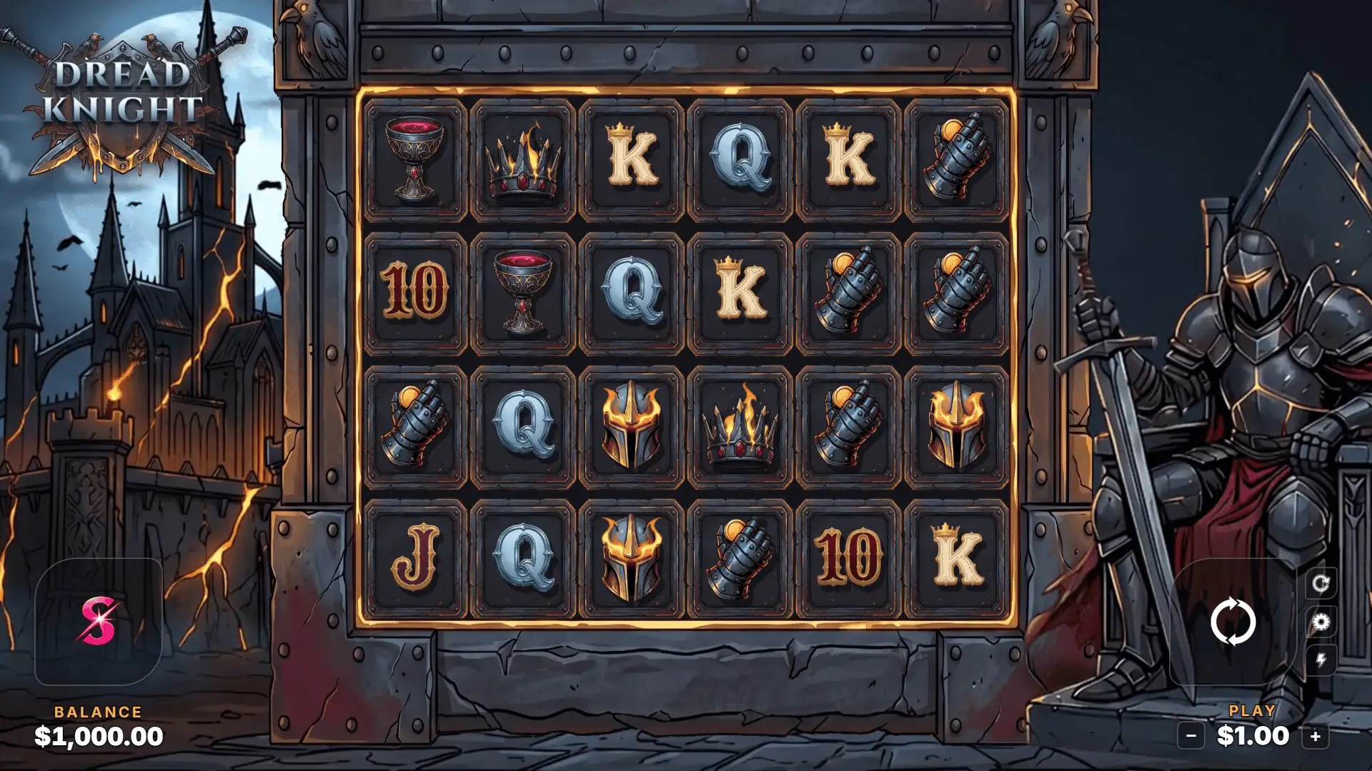 Dread Knight slot gameplay reels