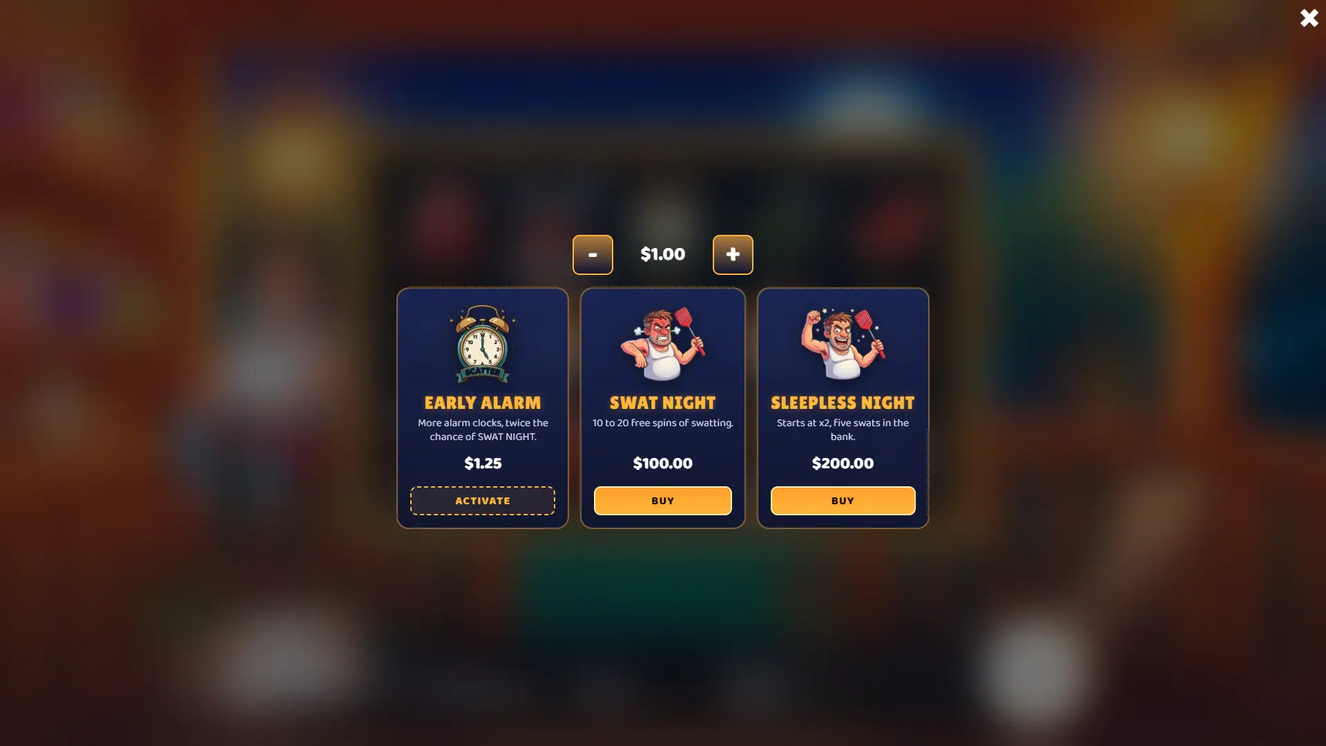 Buzz bonus buy menu
