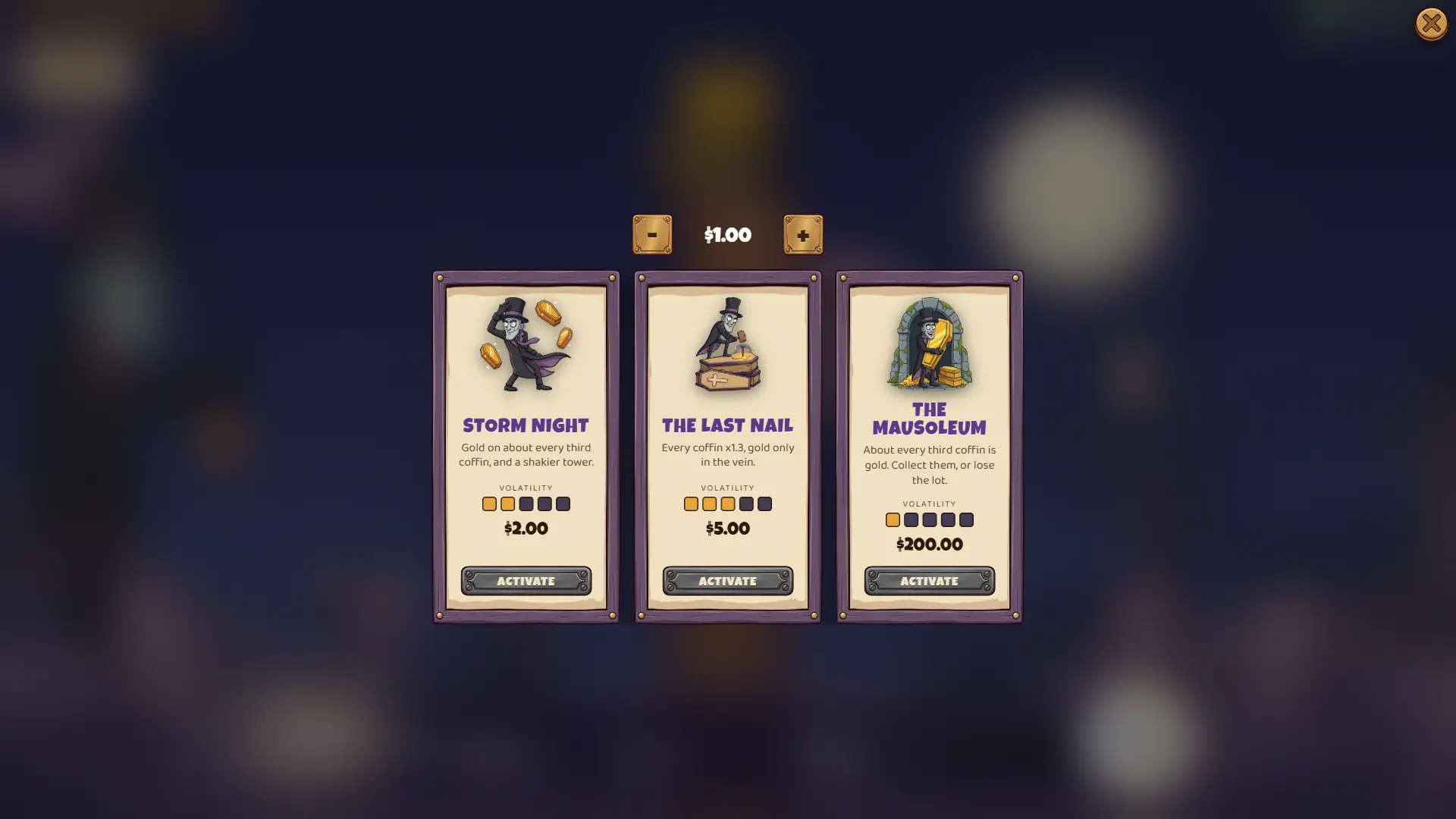Six Feet High bonus buy menu