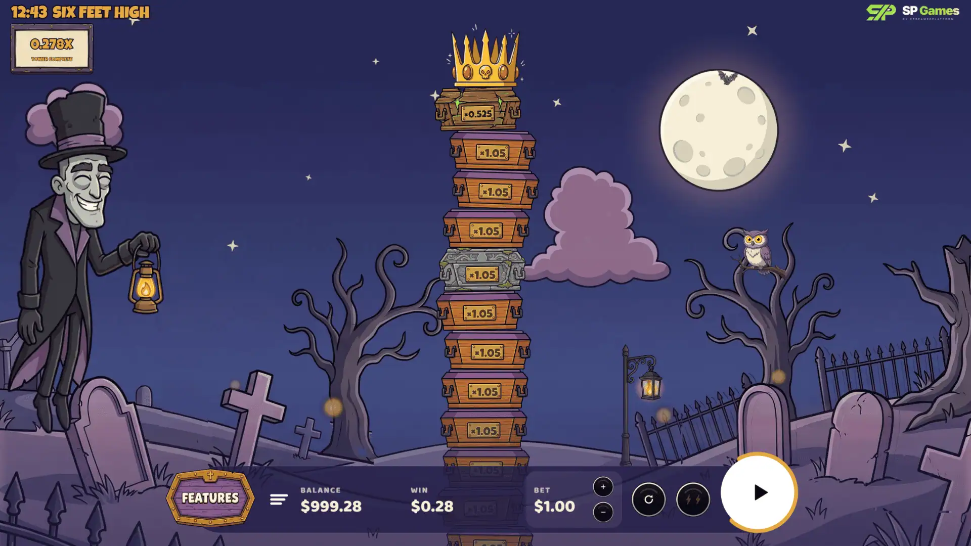 Six Feet High slot gameplay reels
