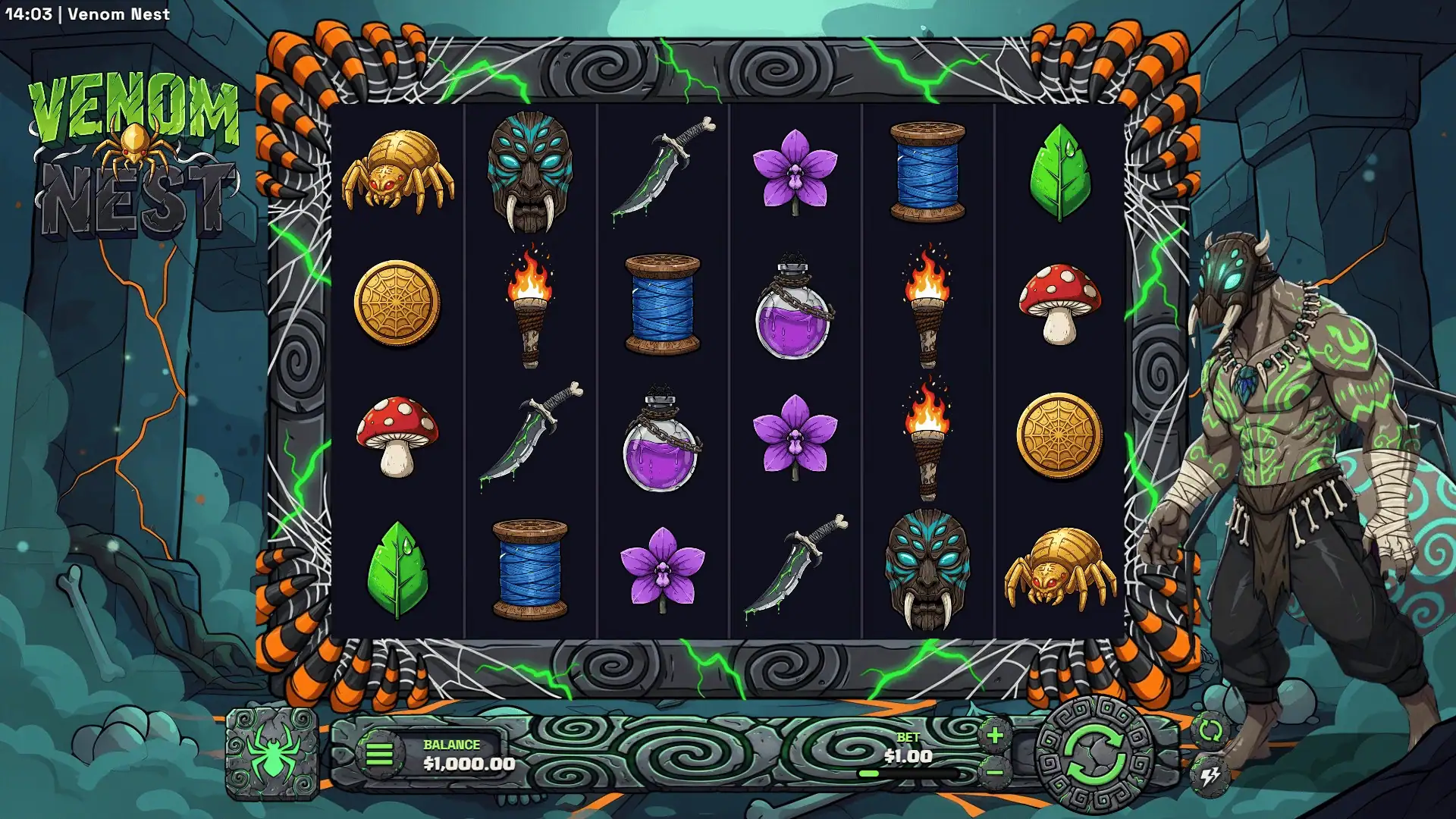 Venom Nest slot gameplay reels