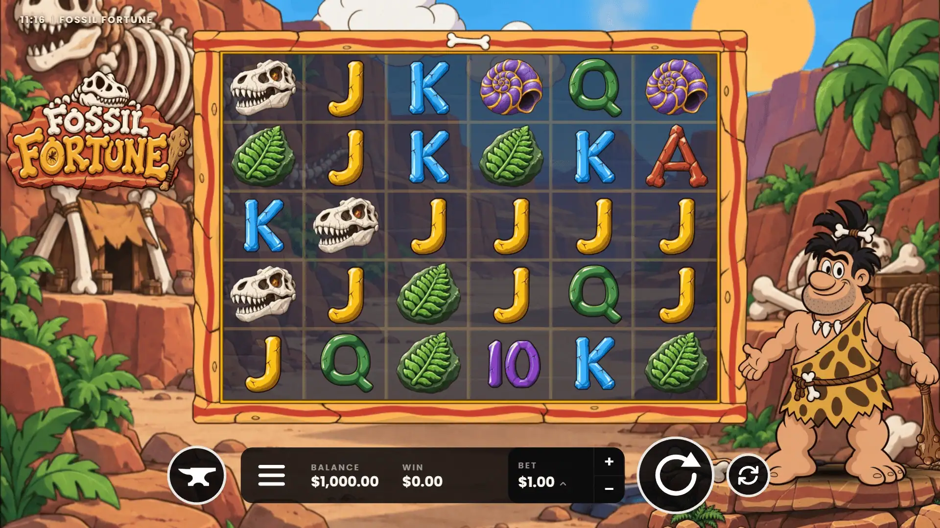Fossil Fortune slot gameplay reels