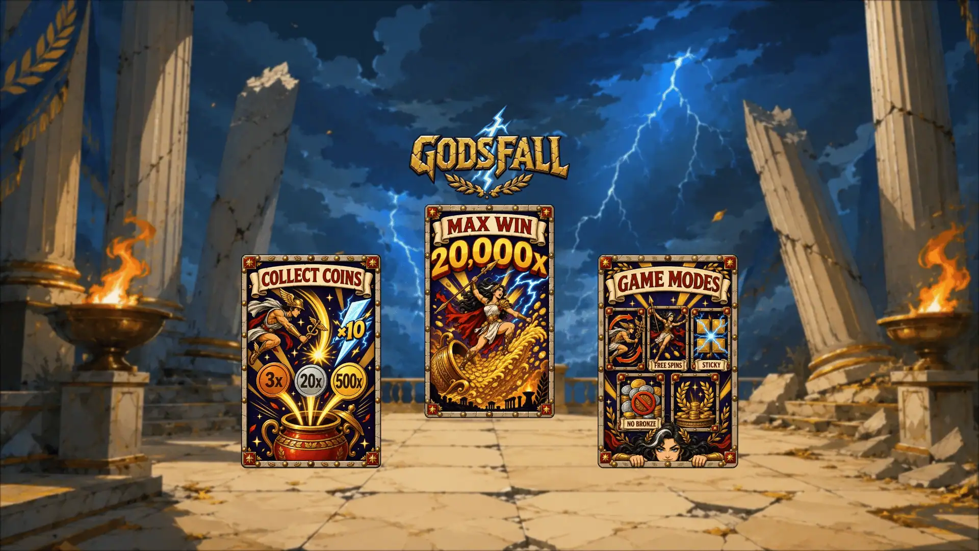 Godsfall slot intro screen