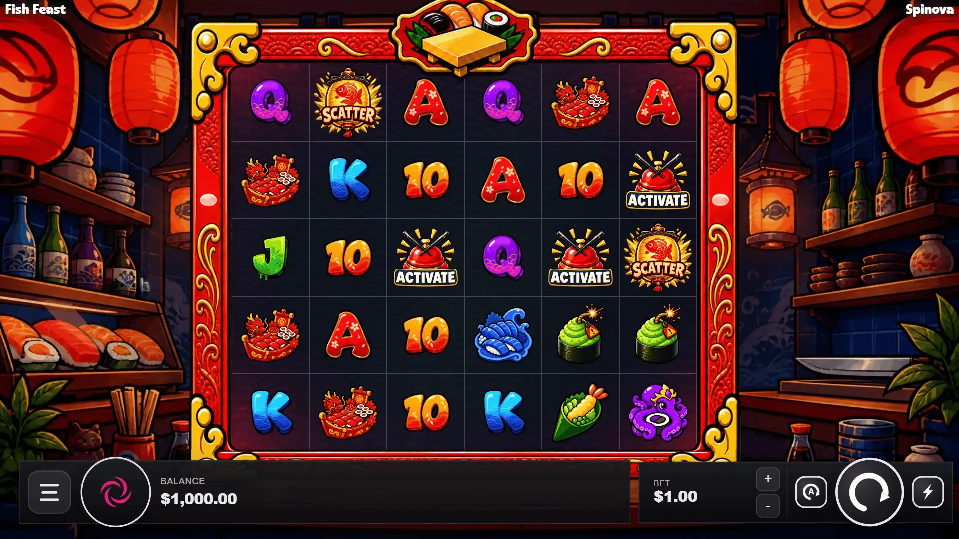 Fish Feast slot gameplay reels