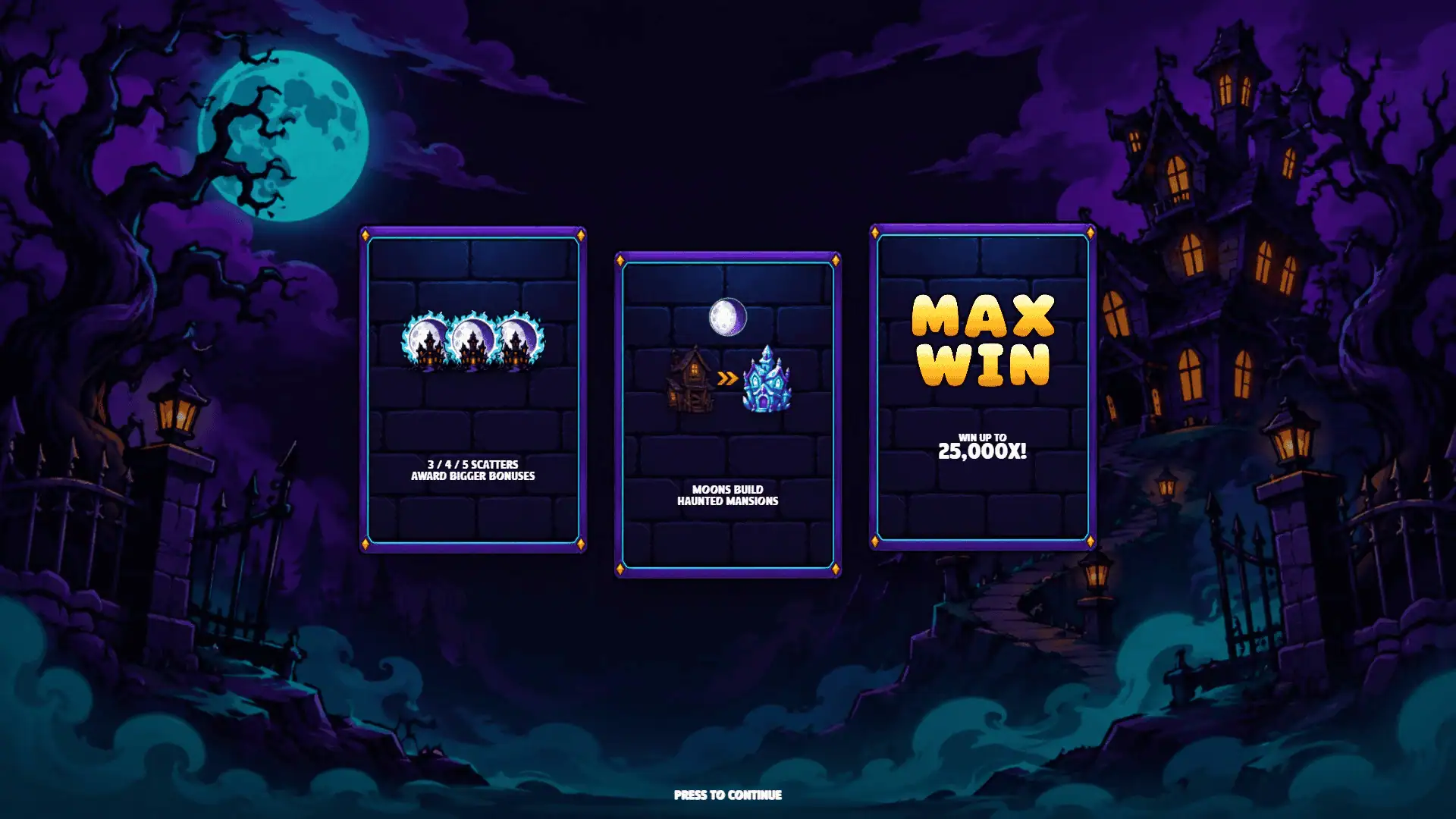 Haunted Mansions slot intro screen