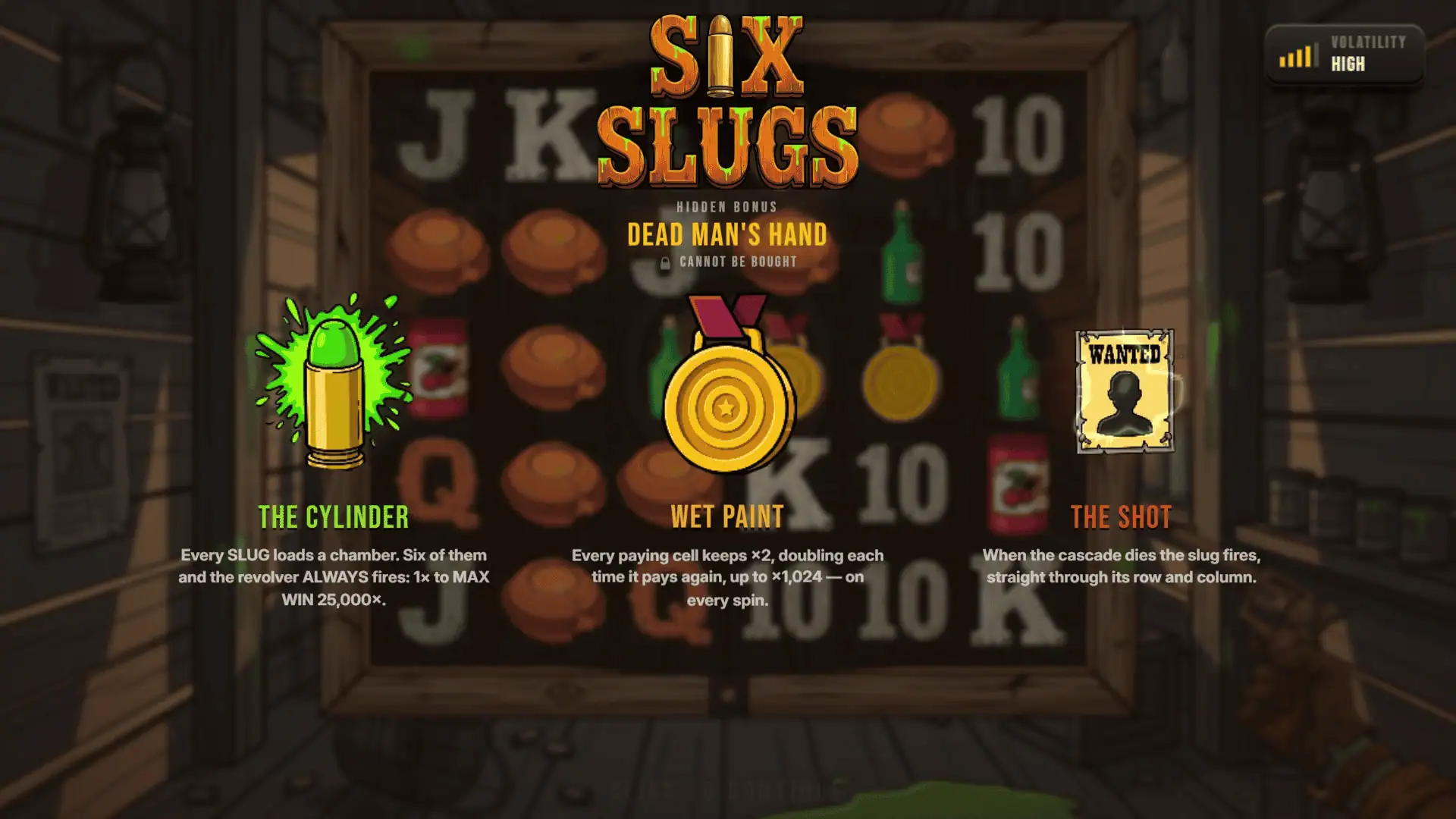 Six Slugs slot intro screen