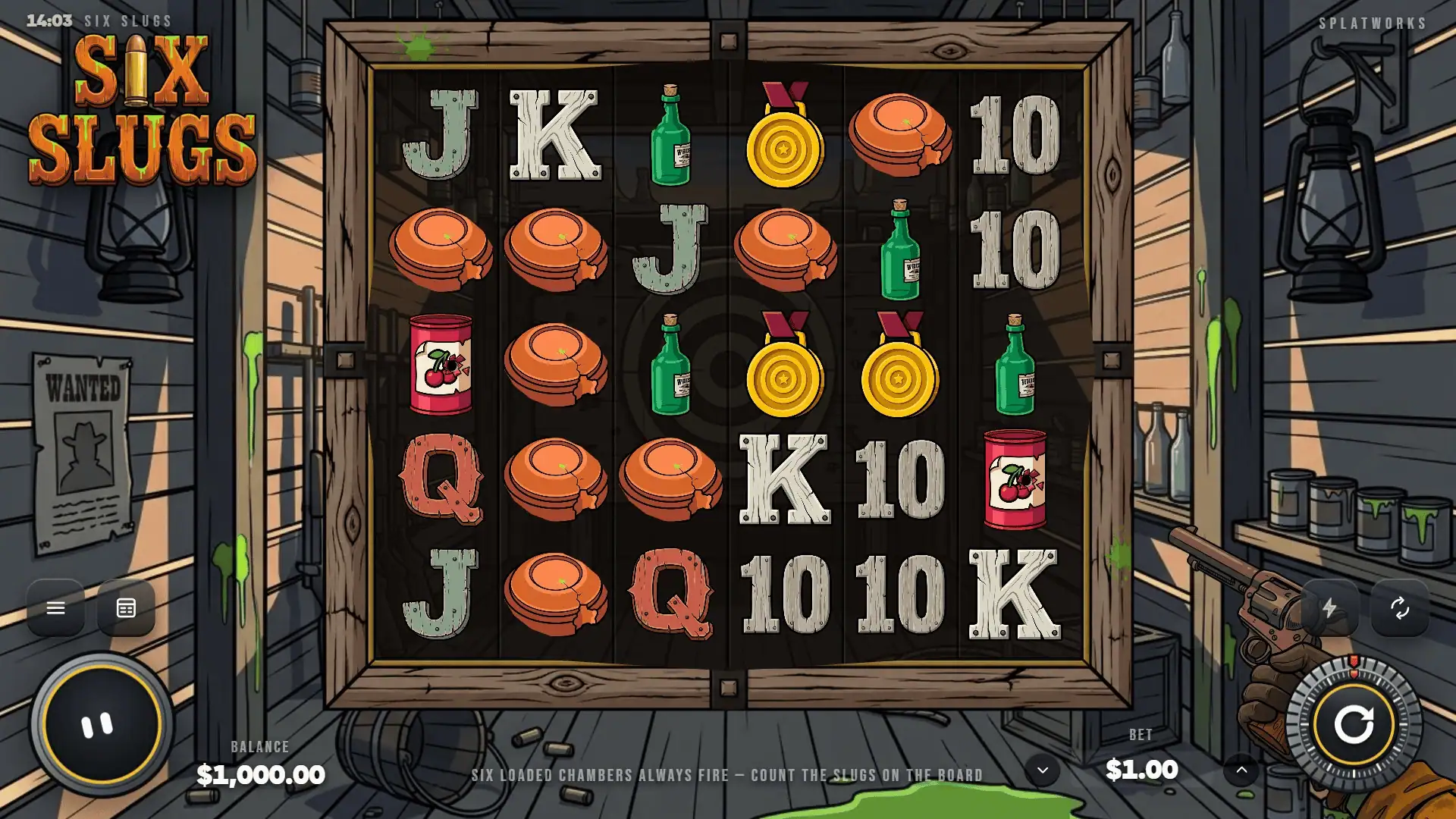 Six Slugs slot gameplay reels
