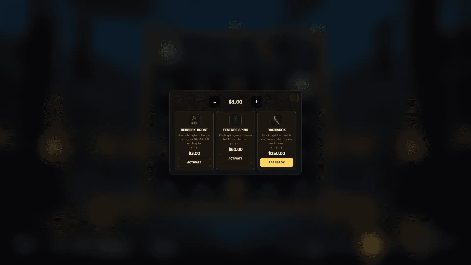 VALHALLA: Gold or Glory bonus buy menu
