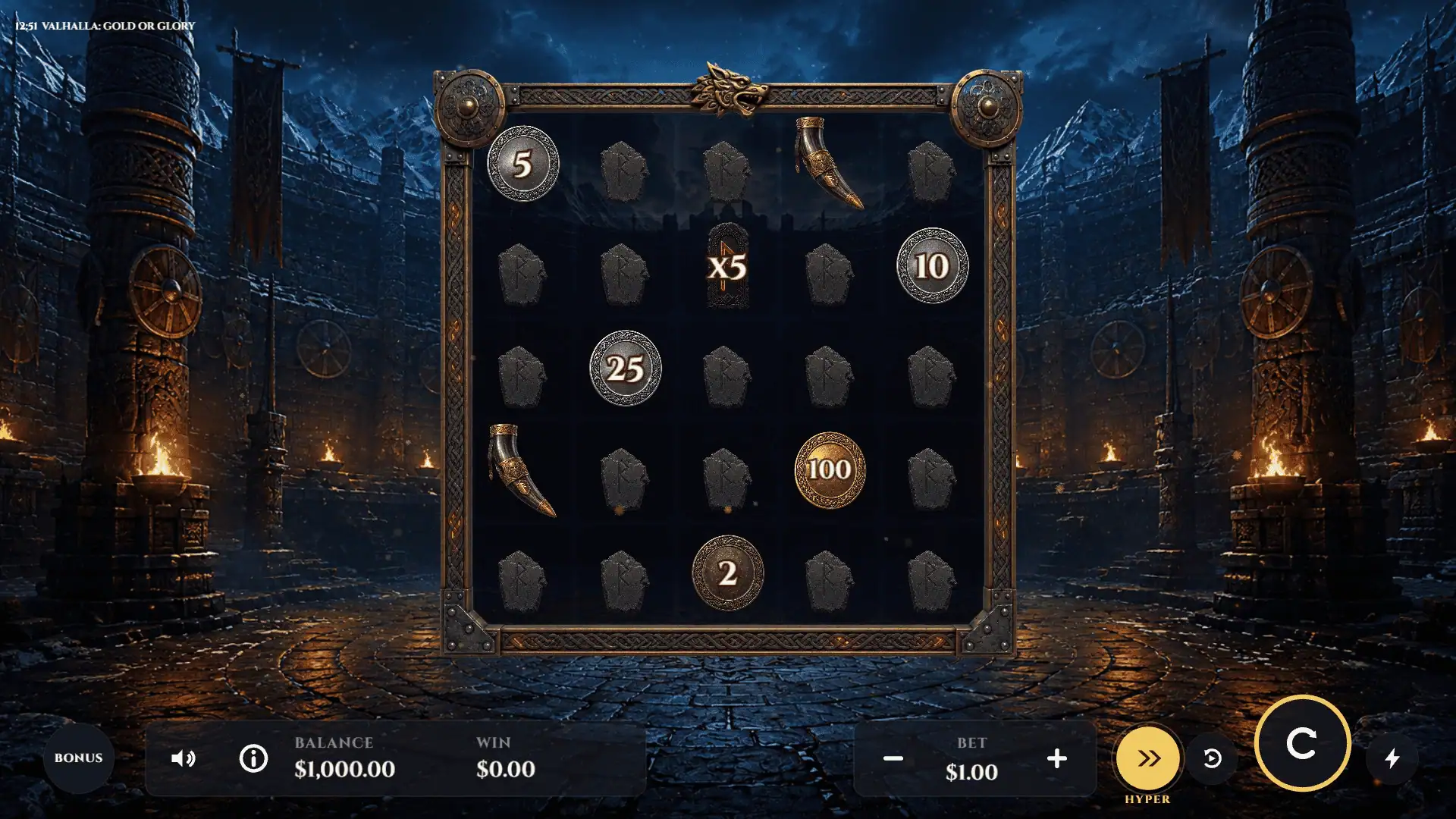 VALHALLA: Gold or Glory slot gameplay reels