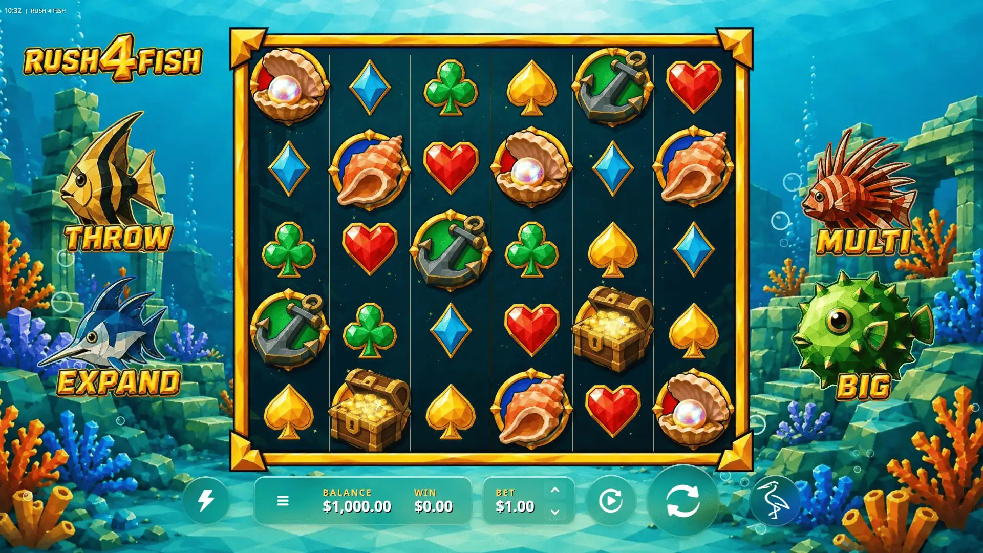 Rush 4 Fish slot gameplay reels