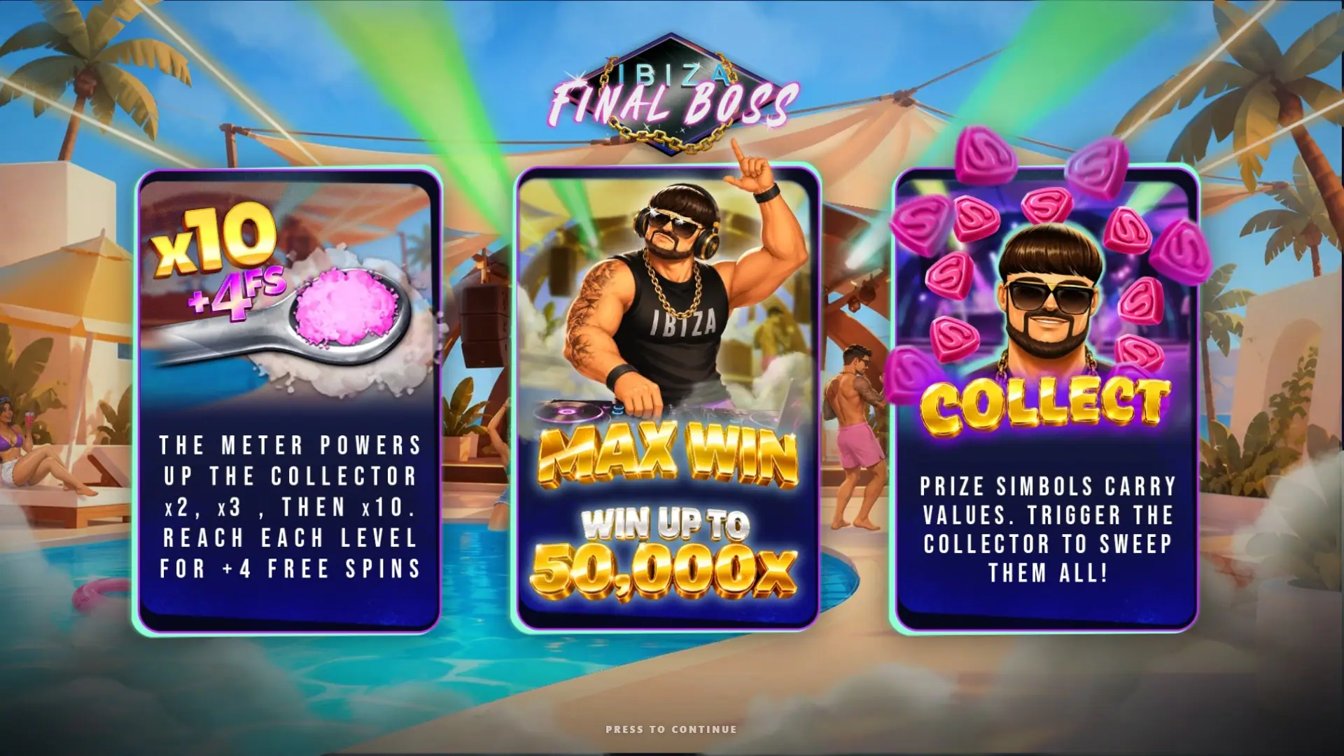 Ibiza Final Boss slot intro screen