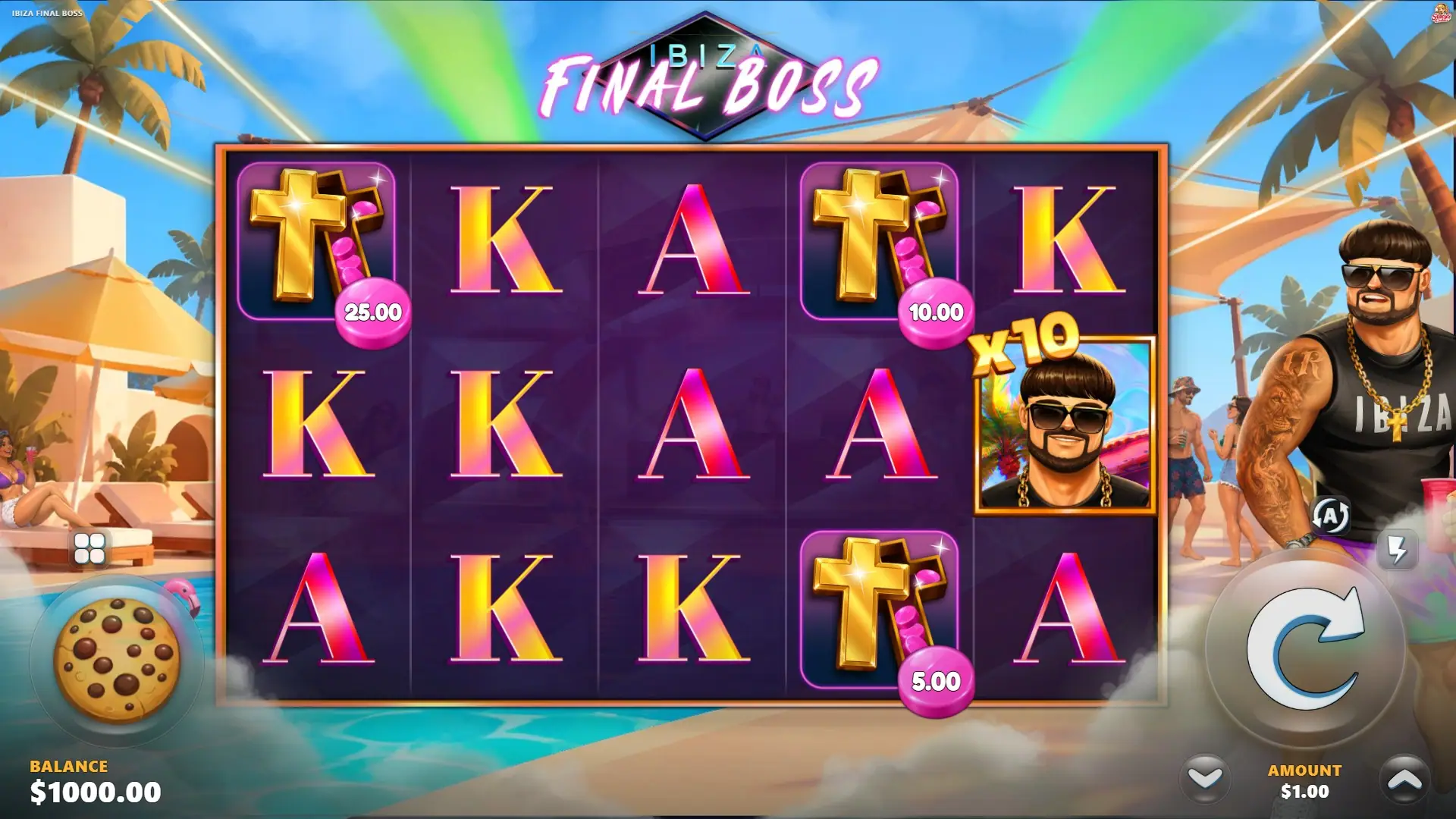 Ibiza Final Boss slot gameplay reels