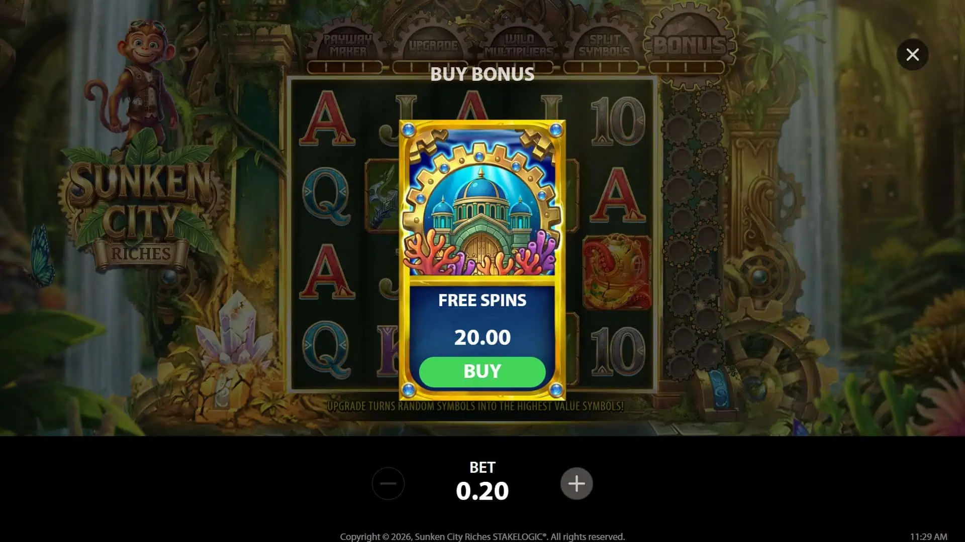 Sunken City Riches bonus buy menu