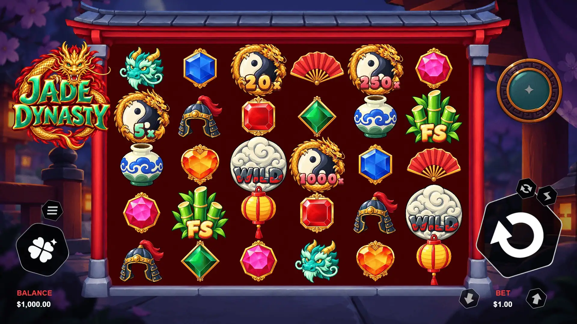 Jade Dynasty slot gameplay reels
