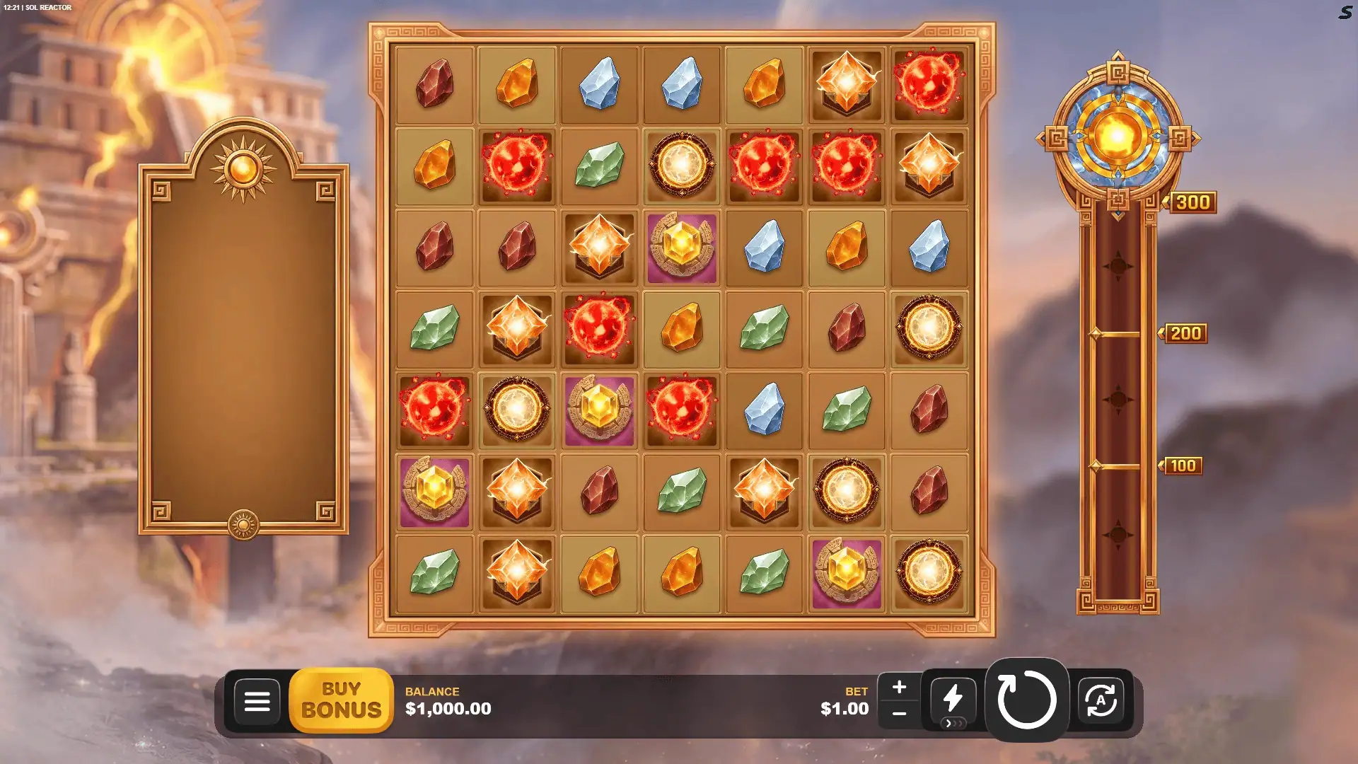 Sol Reactor slot gameplay reels