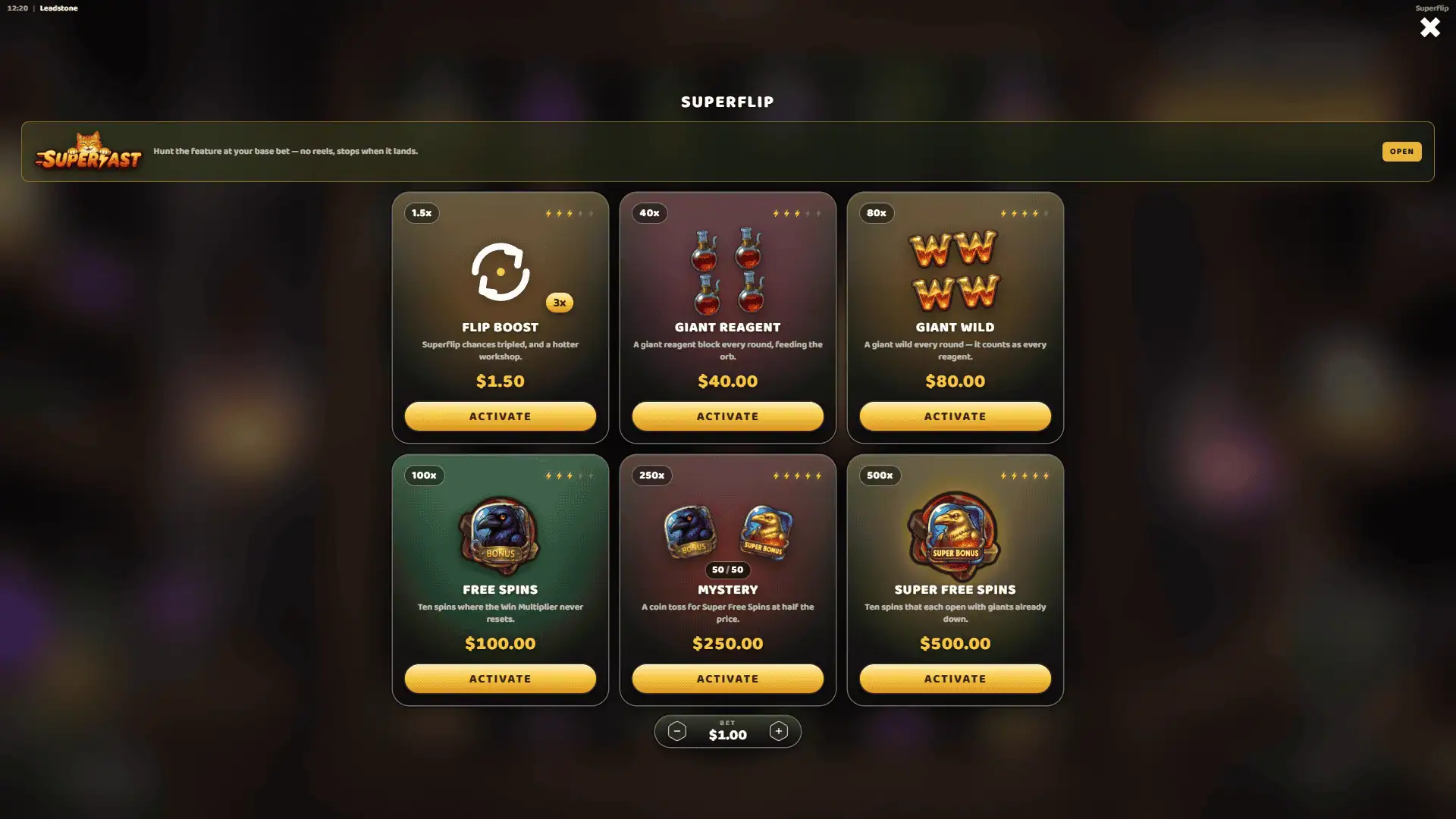 LeadStone bonus buy menu