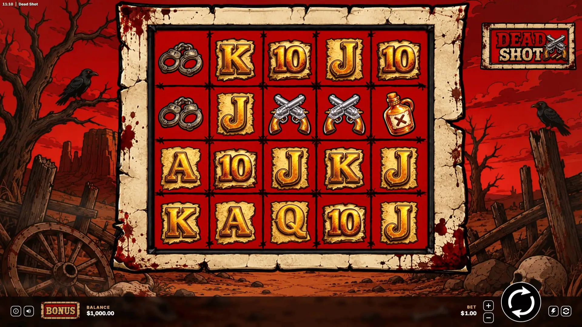 Dead Shot slot gameplay reels