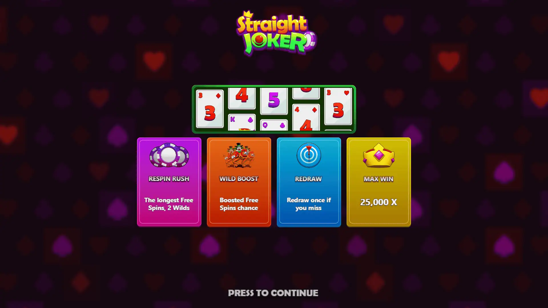 Straight Joker slot intro screen