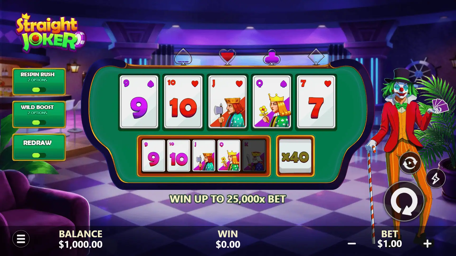 Straight Joker slot gameplay reels