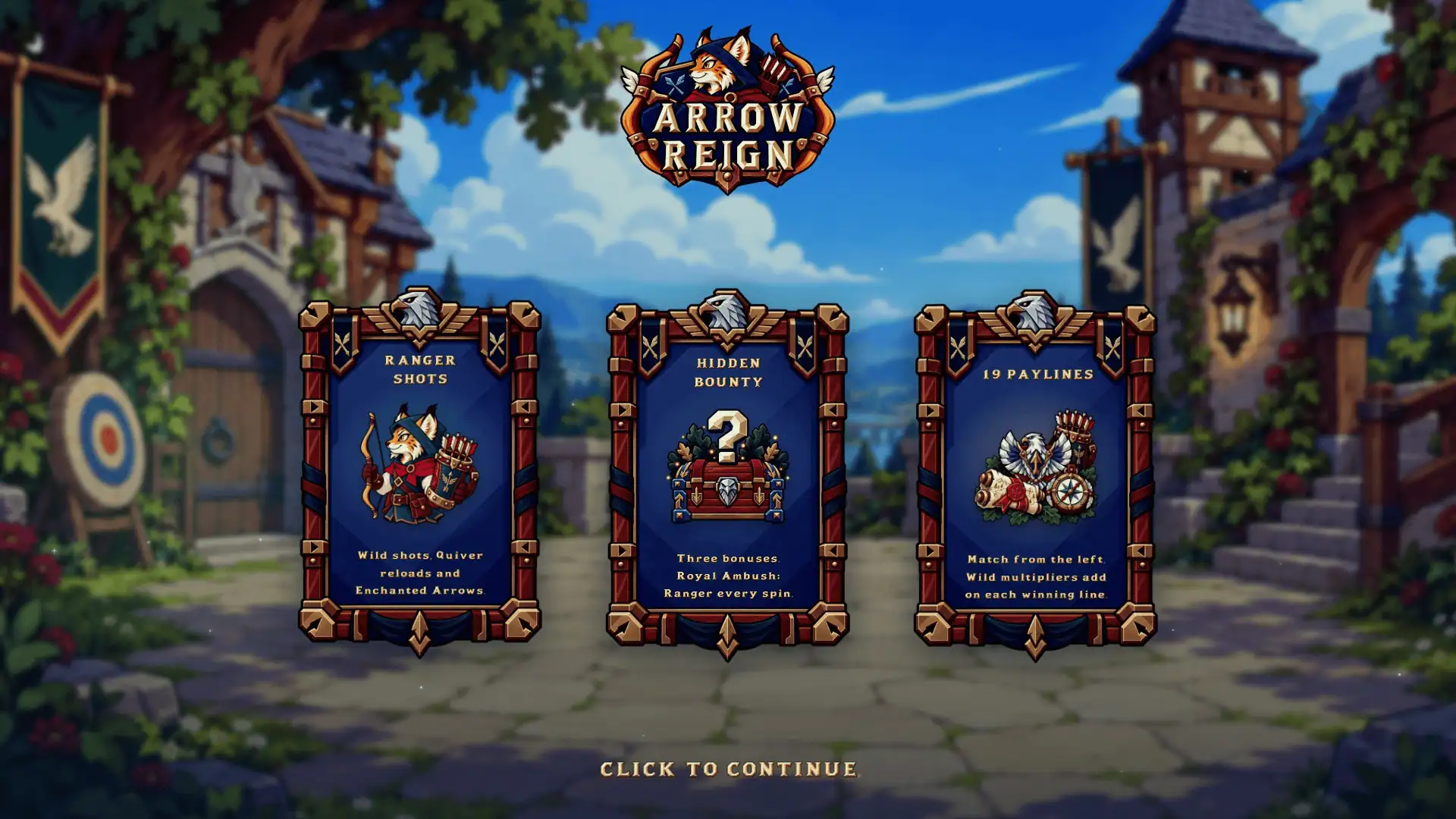 Arrow Reign slot intro screen