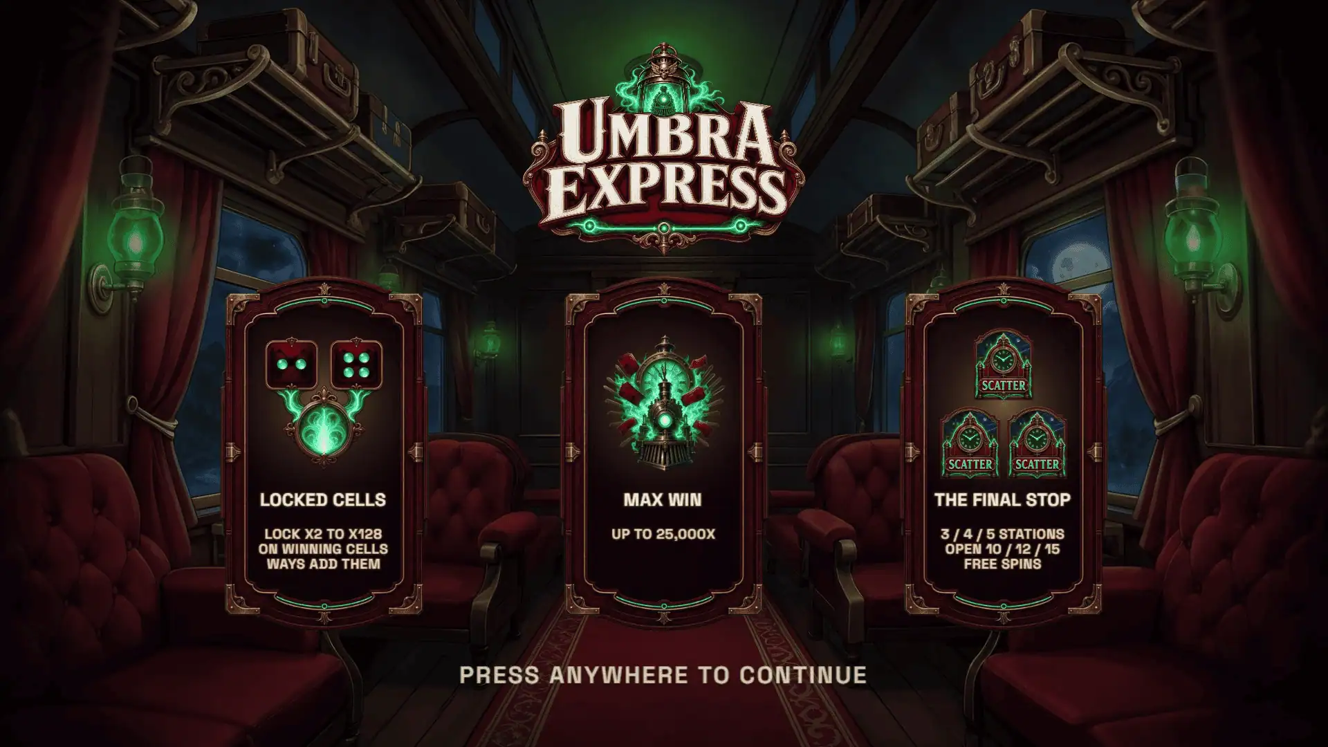 The Umbra Express slot intro screen