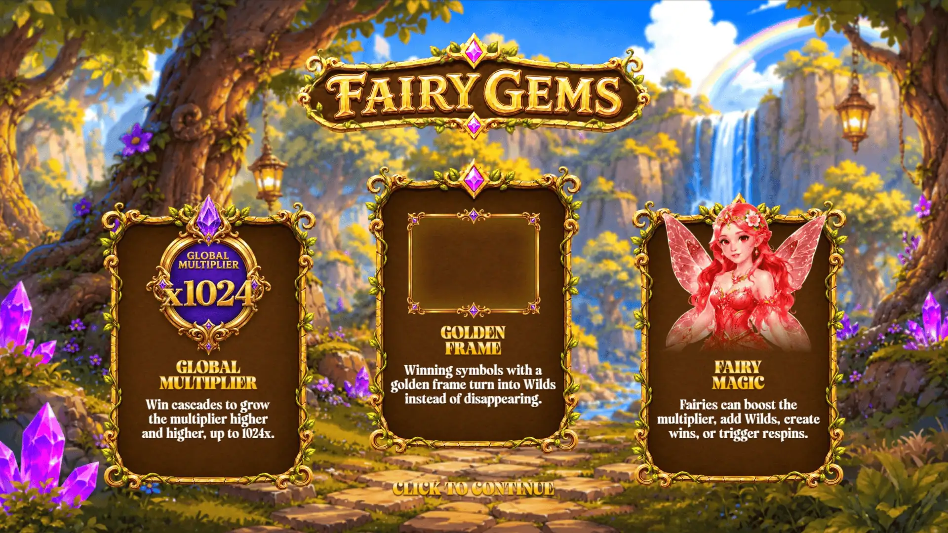 Fairy Gems slot intro screen
