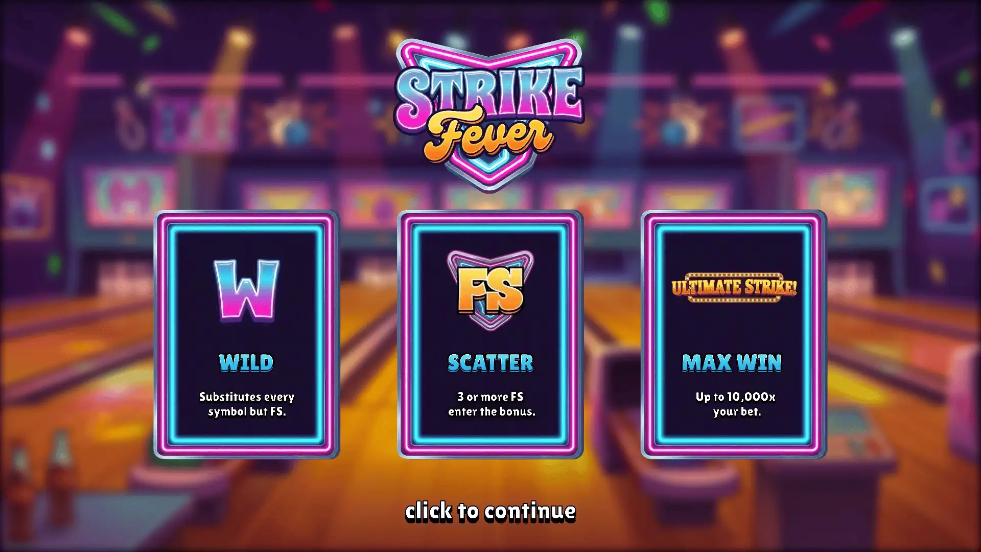 Strike Fever slot intro screen
