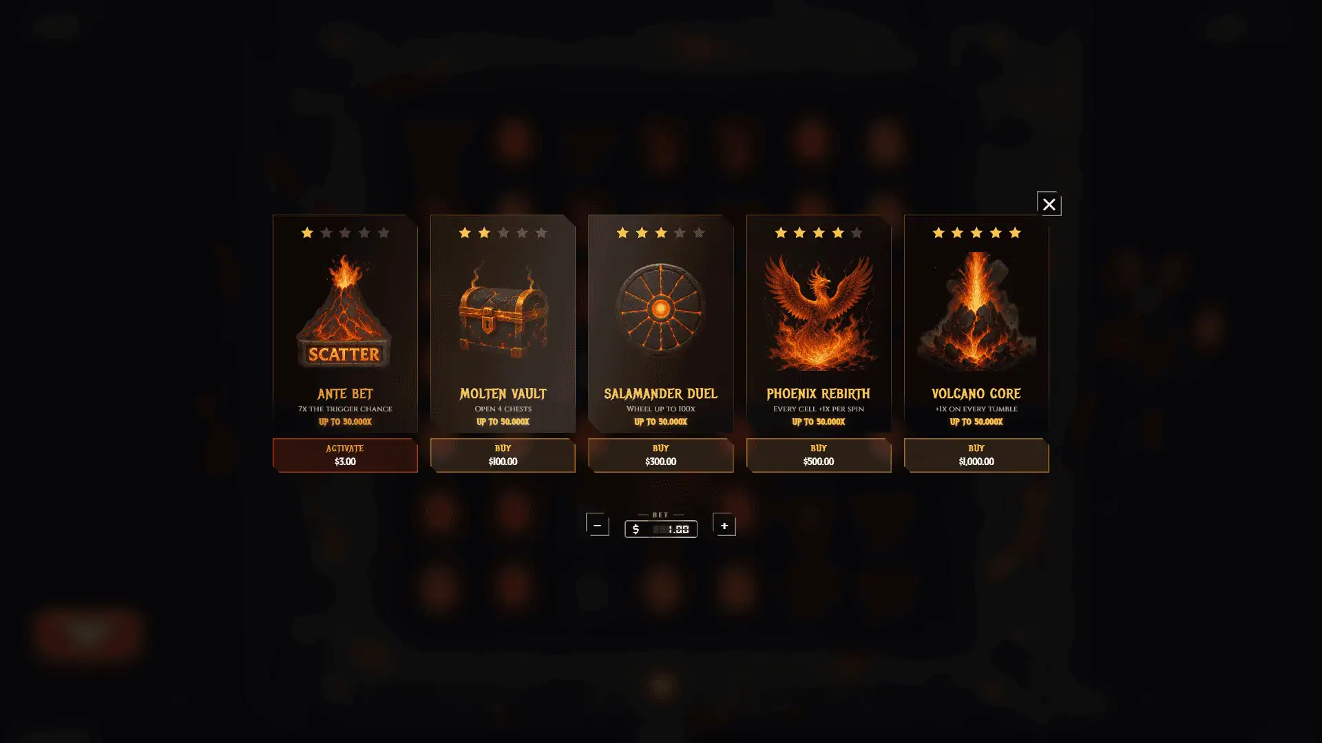 Devils Bargain bonus buy menu