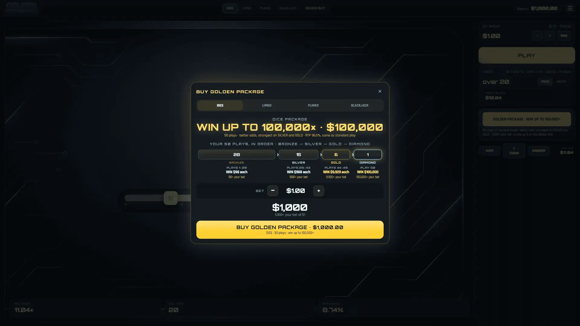 golden originals bonus buy menu